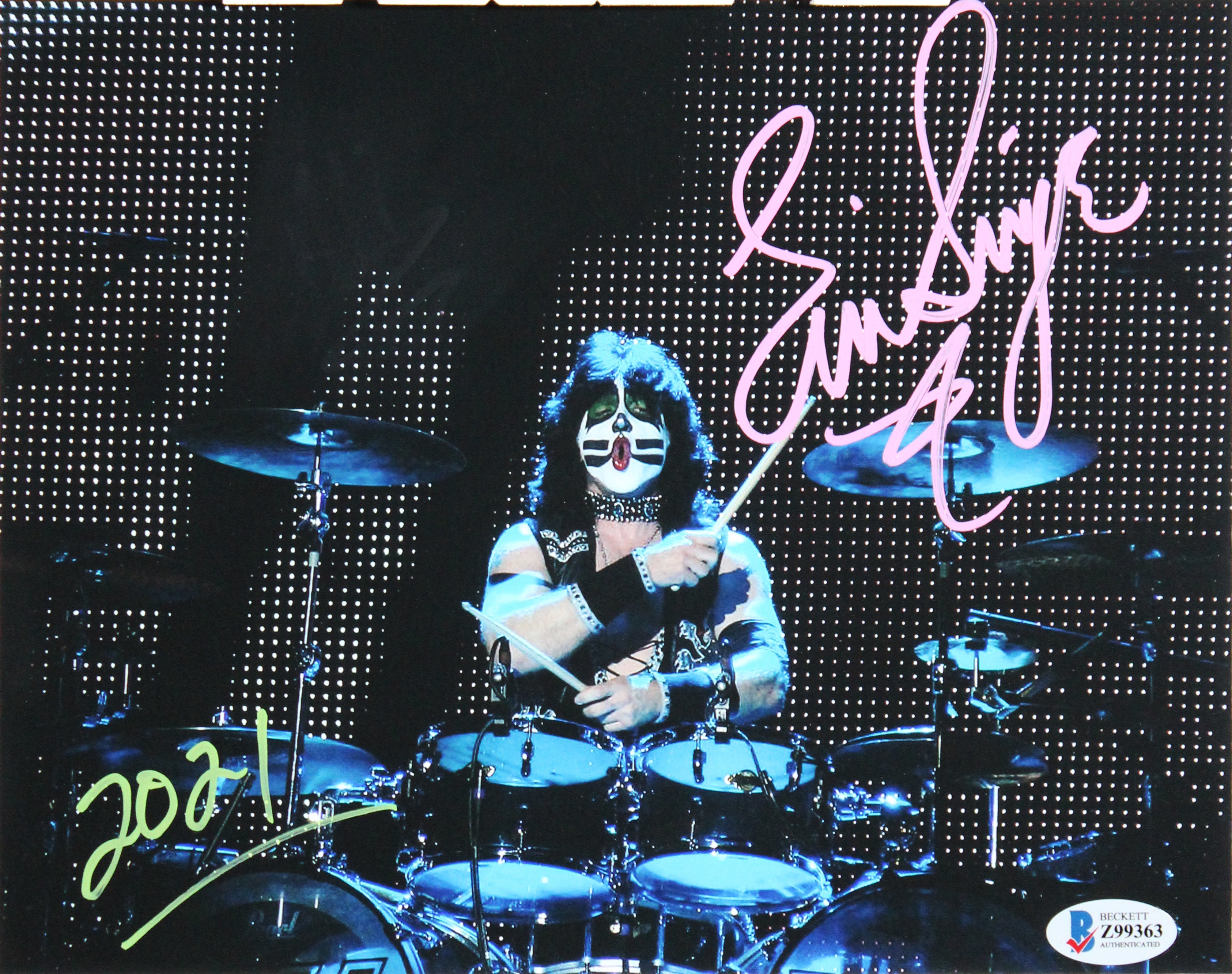 Eric Singer KISS "2021" Authentic Signed 8x10 Framed Photo BAS #Z99363