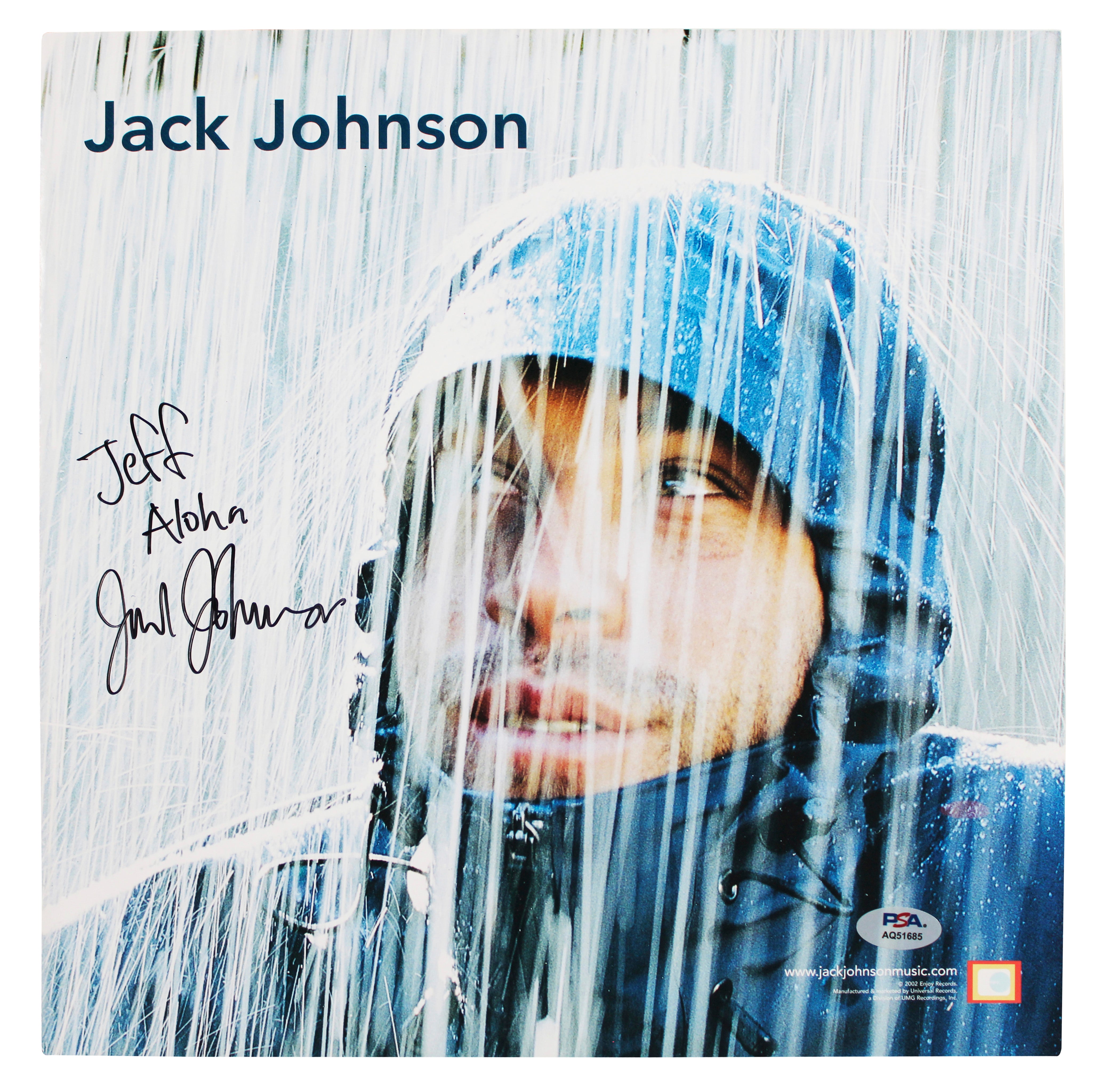 Jack Johnson "Jeff, Aloha" Signed Brushfire Fairytales Album Flat PSA #AQ51685