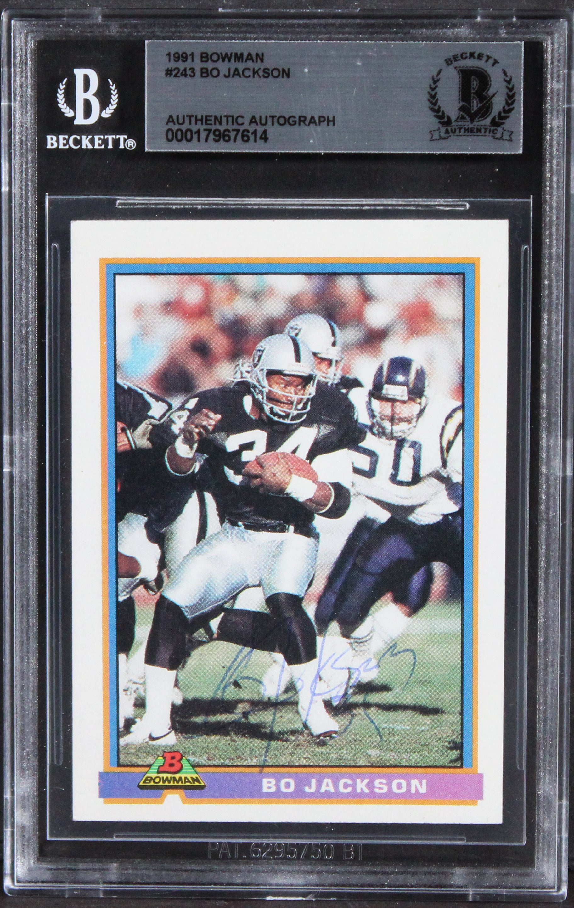 Raiders Bo Jackson Authentic Signed 1991 Bowman #243 Card BAS Slabbed