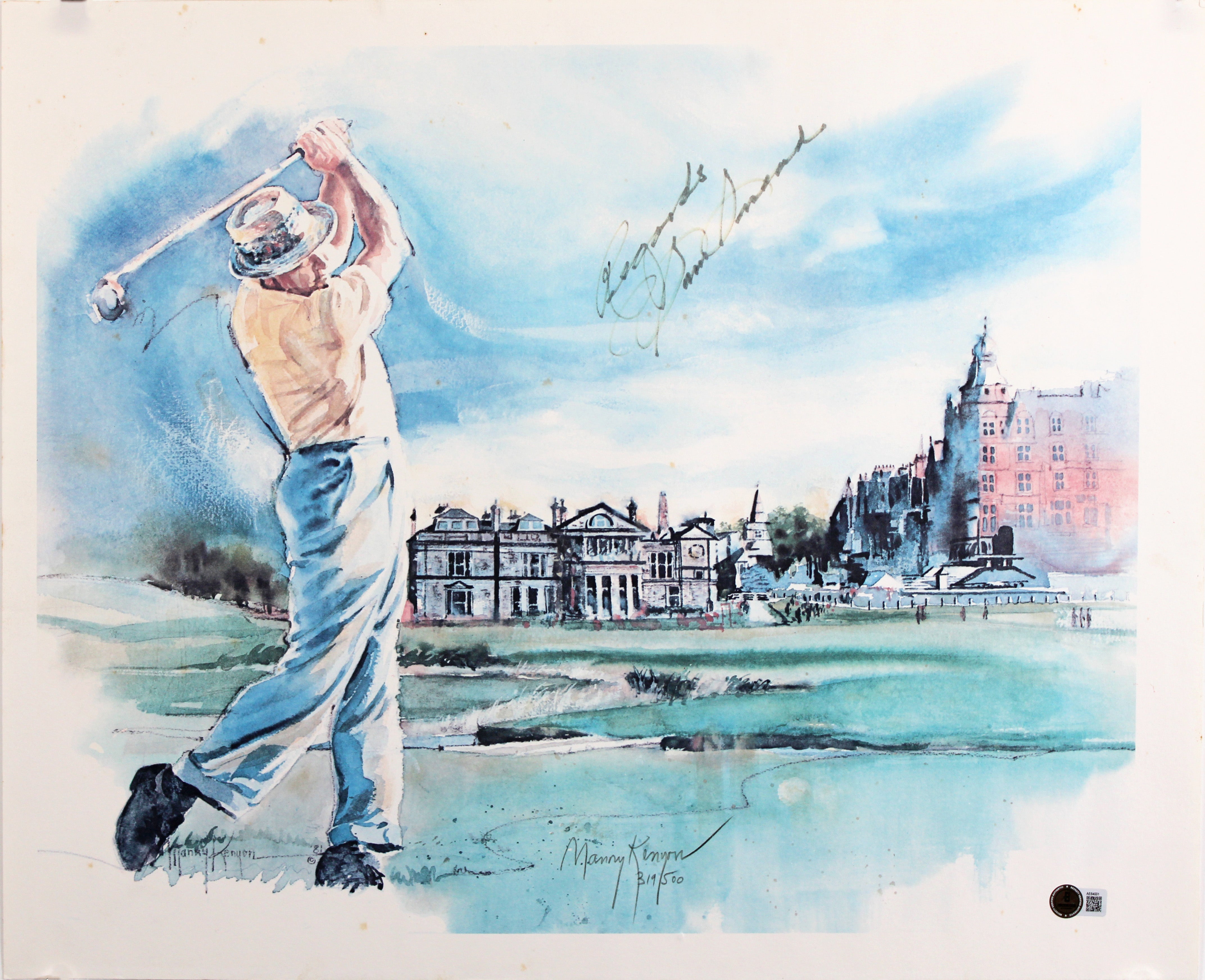 Sam Snead & Ann Manry Kenyon Authentic Signed 18x22 Lithograph BAS #AE64001