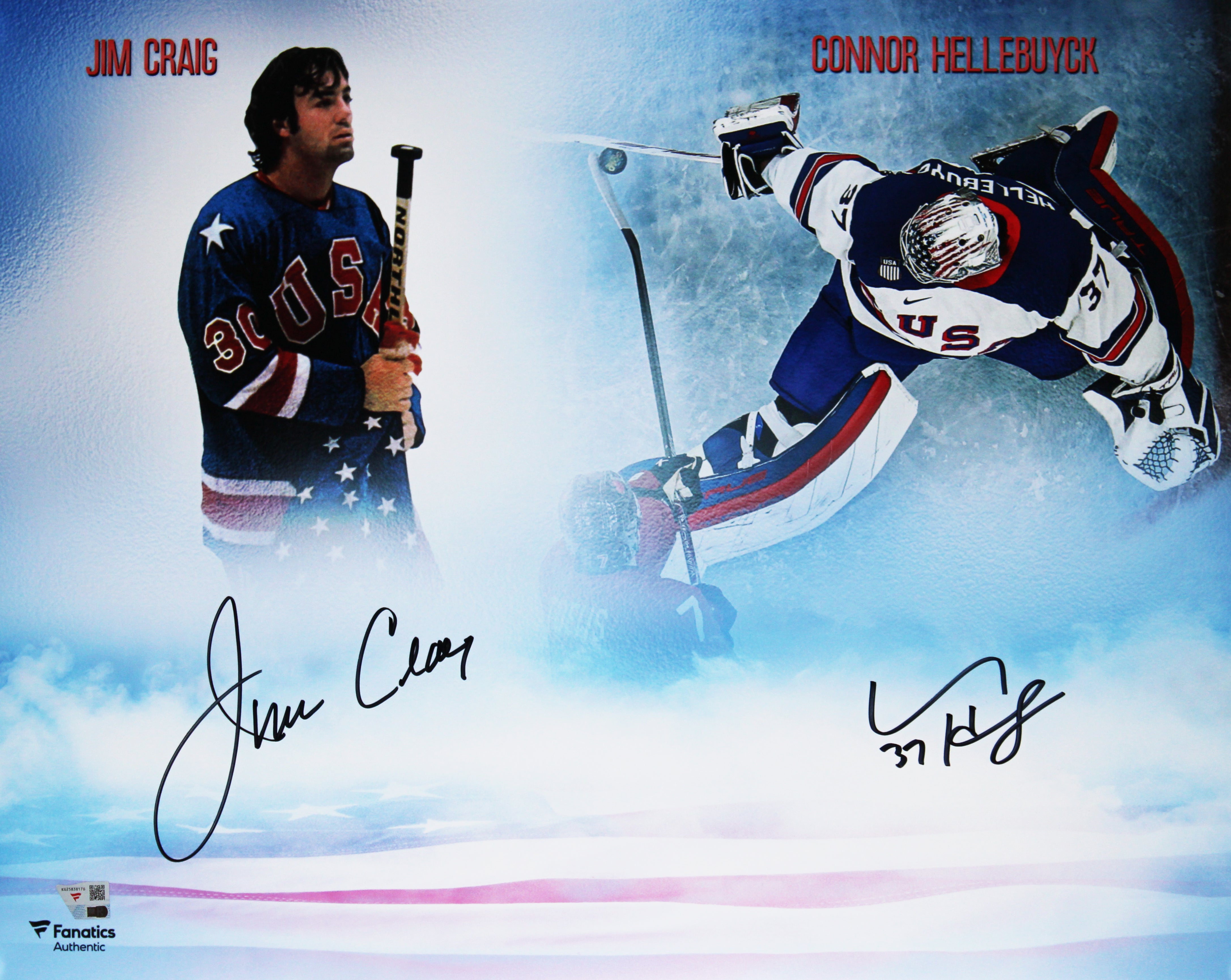 Jim Craig & Connor Hellebuyck Team USA Signed 16x20 Horizontal Photo Fanatics