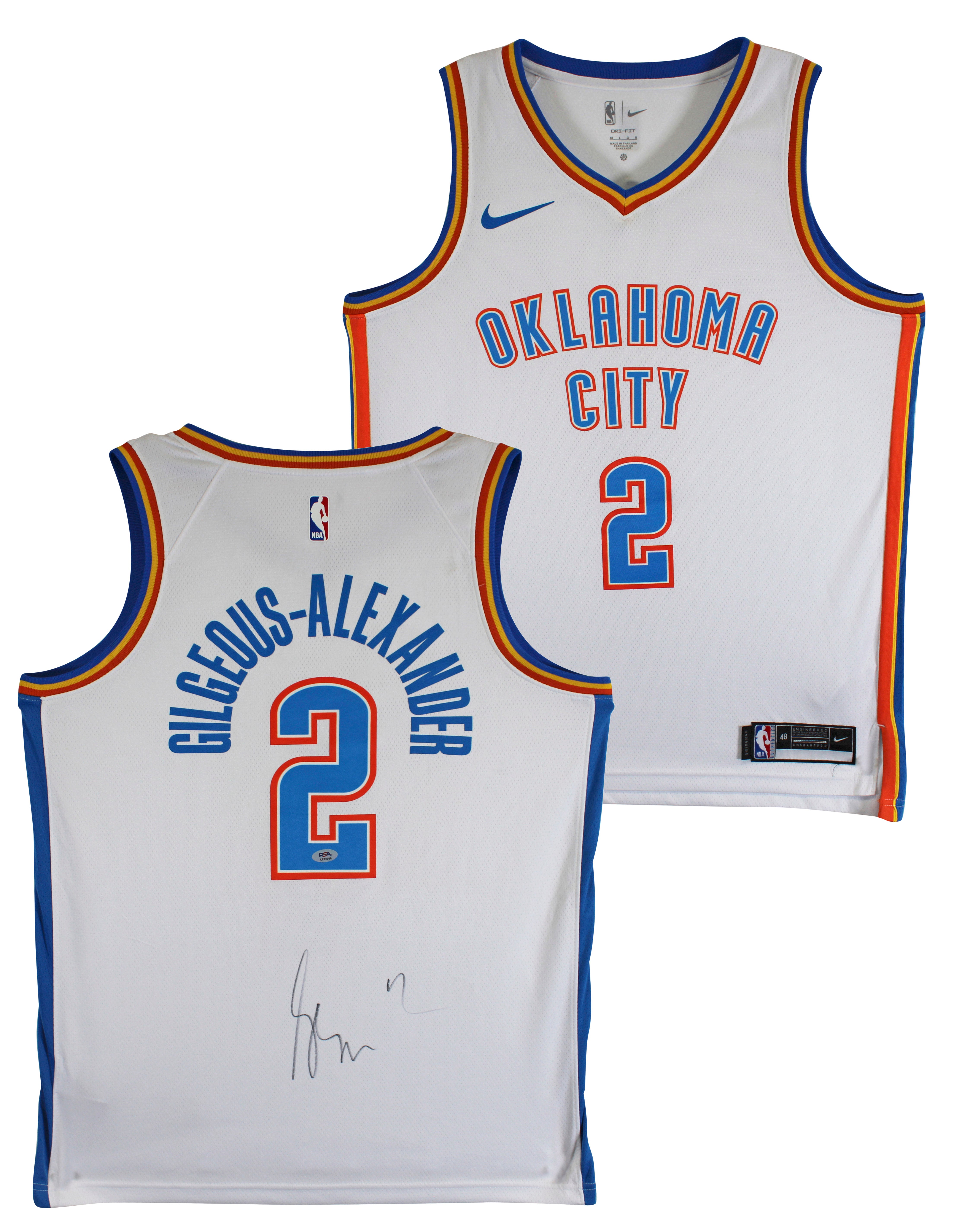 Thunder Shai Gilgeous-Alexander Signed White Nike Swingman Jersey PSA #AP22766