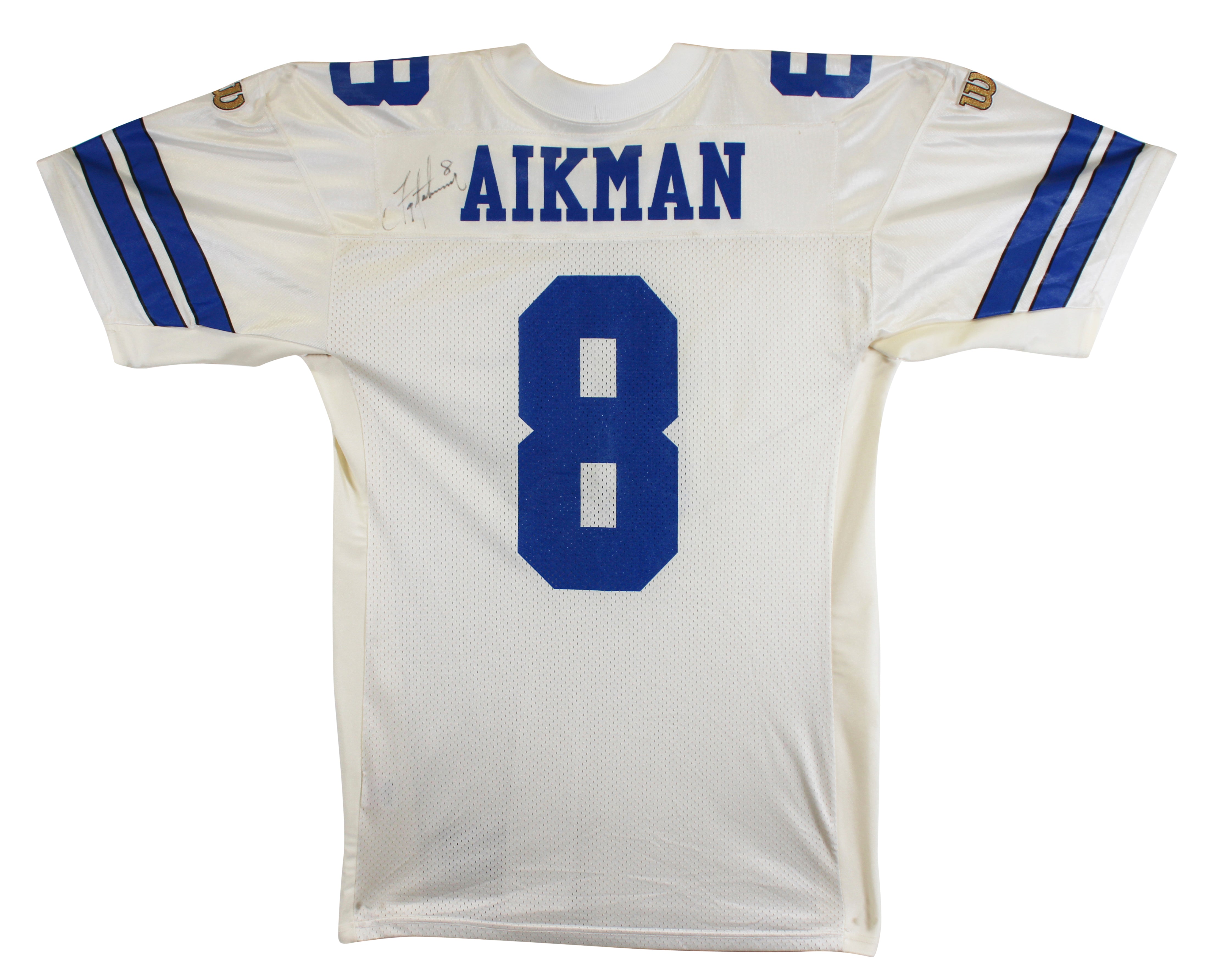 Cowboys Troy Aikman Authentic Signed White Wilson Authentic Jersey BAS #BU55012