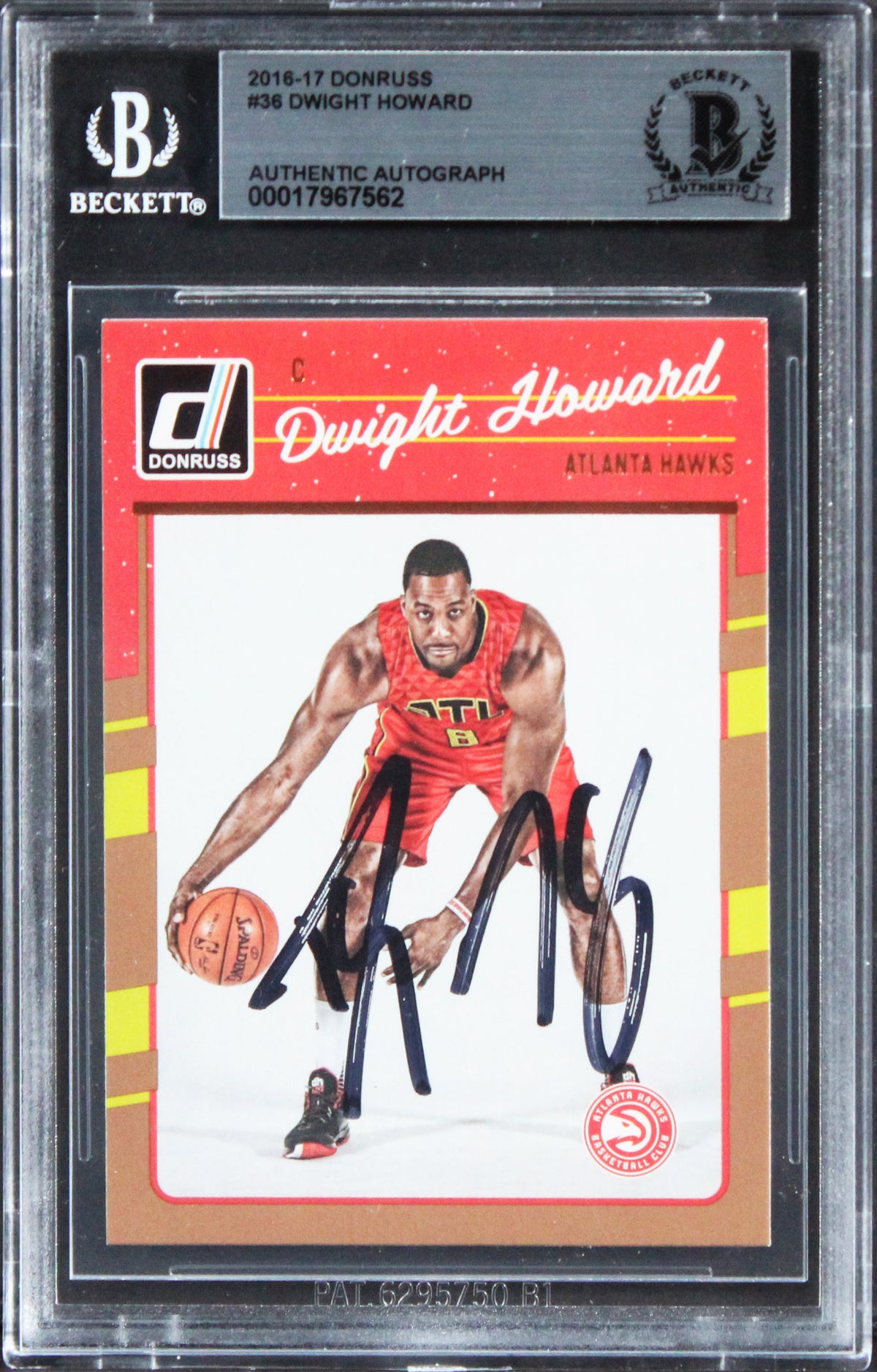 Hawks Dwight Howard Authentic Signed 2016 Donruss #36 Card BAS Slabbed
