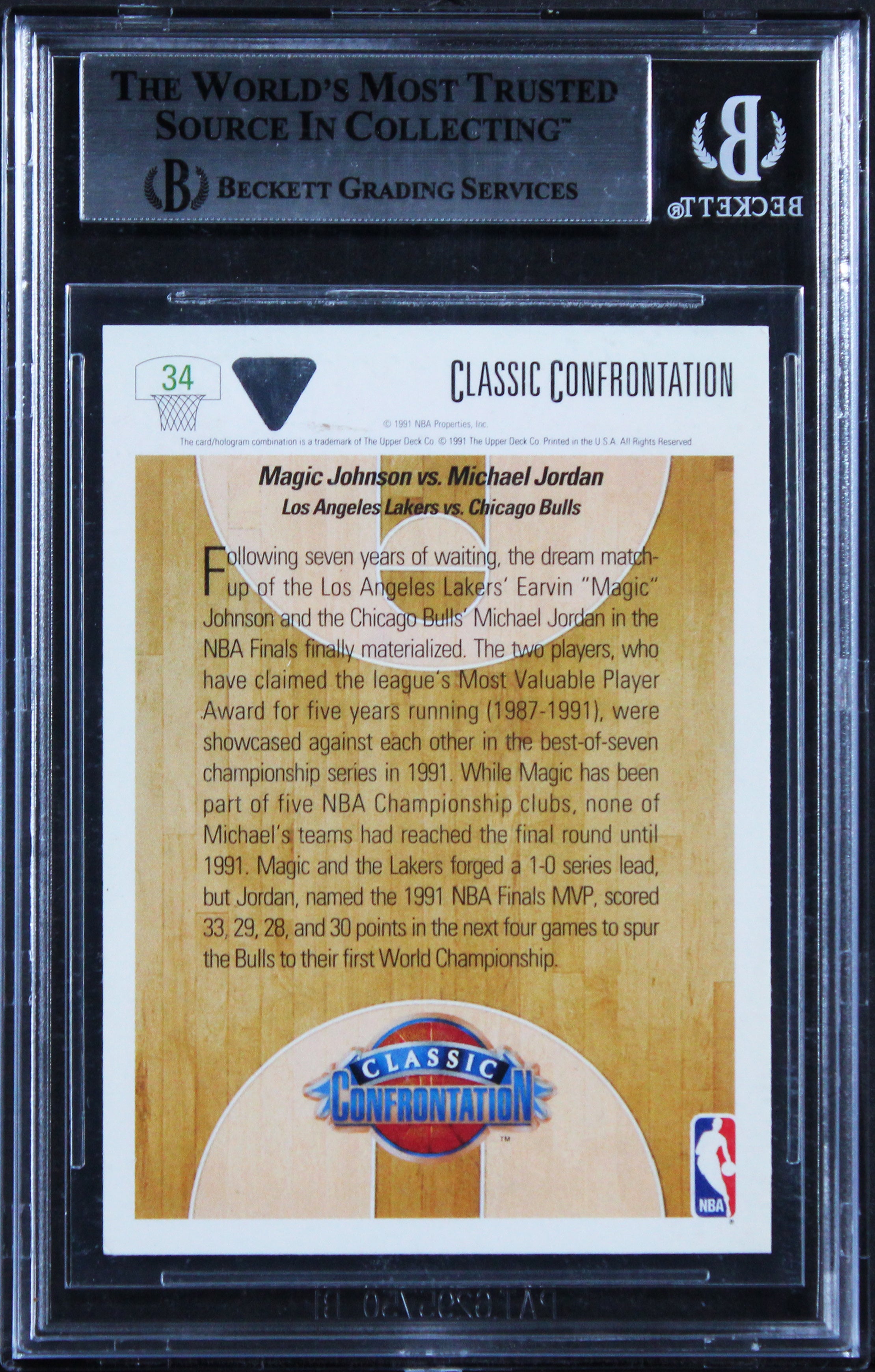 Lakers Magic Johnson Authentic Signed 1991 Upper Deck #34 CC Card BAS Slabbed
