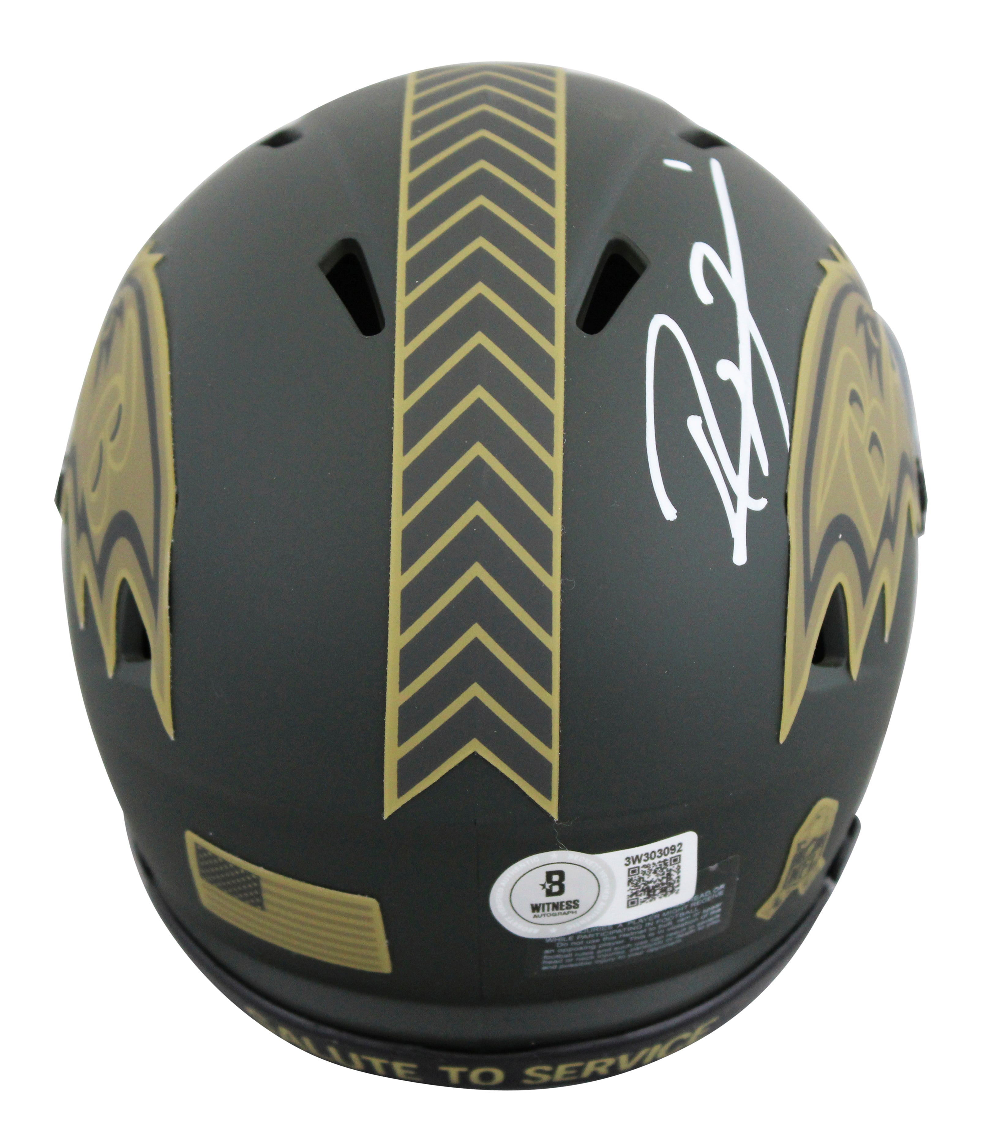 Ravens Ray Lewis Signed Salute To Service IV Speed Mini Helmet BAS Witnessed 2