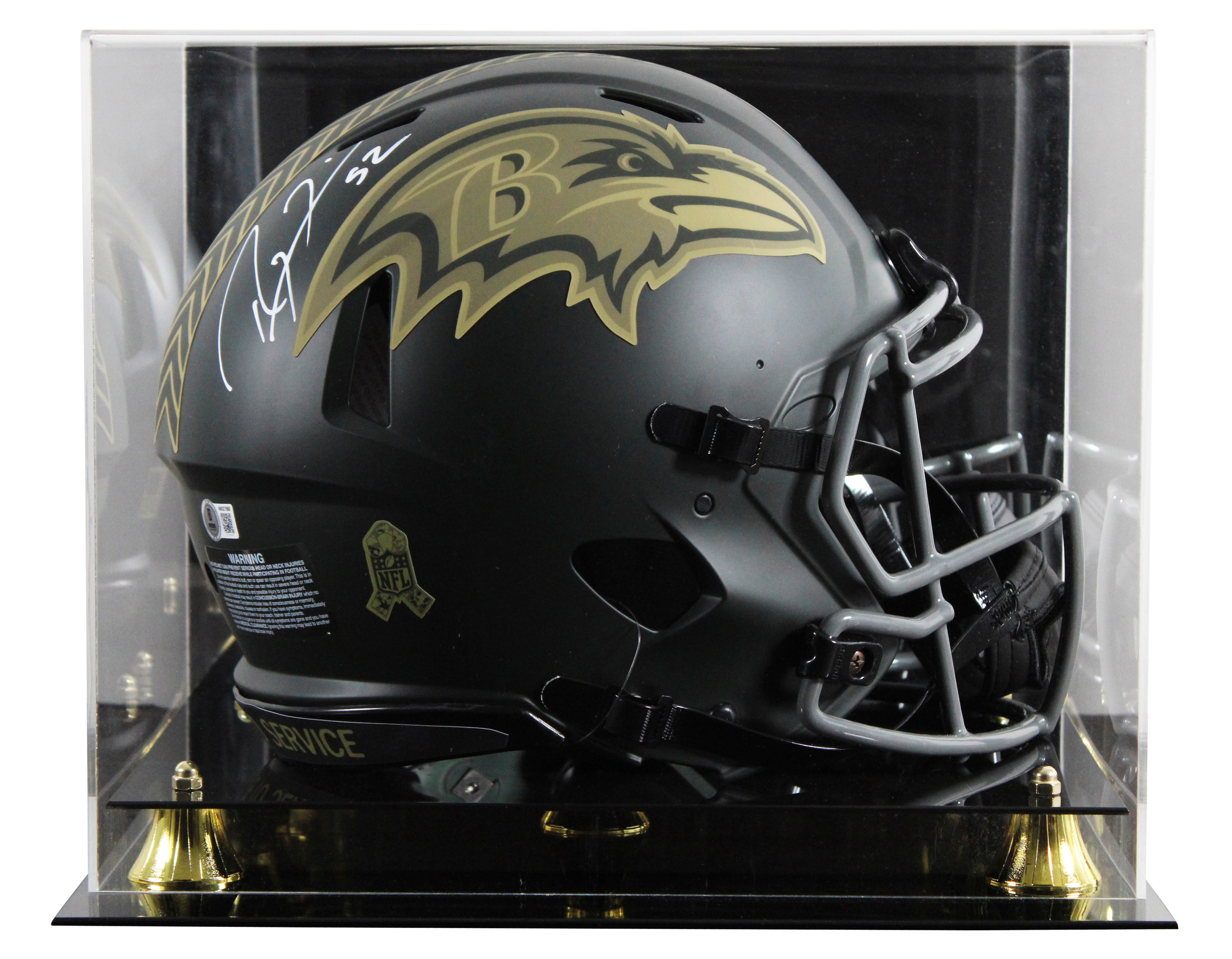 Ravens Ray Lewis Signed STS IV Full Size Speed Proline Helmet W/ Case BAS Wit