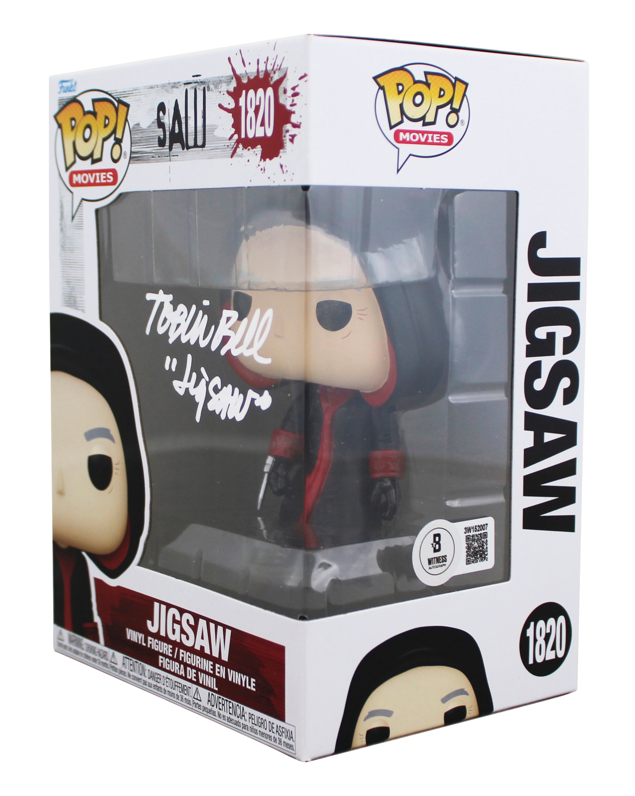Tobin Bell Saw "Jigsaw" Signed #1820 Funko Pop Vinyl Figure W/ White Sig BAS Wit