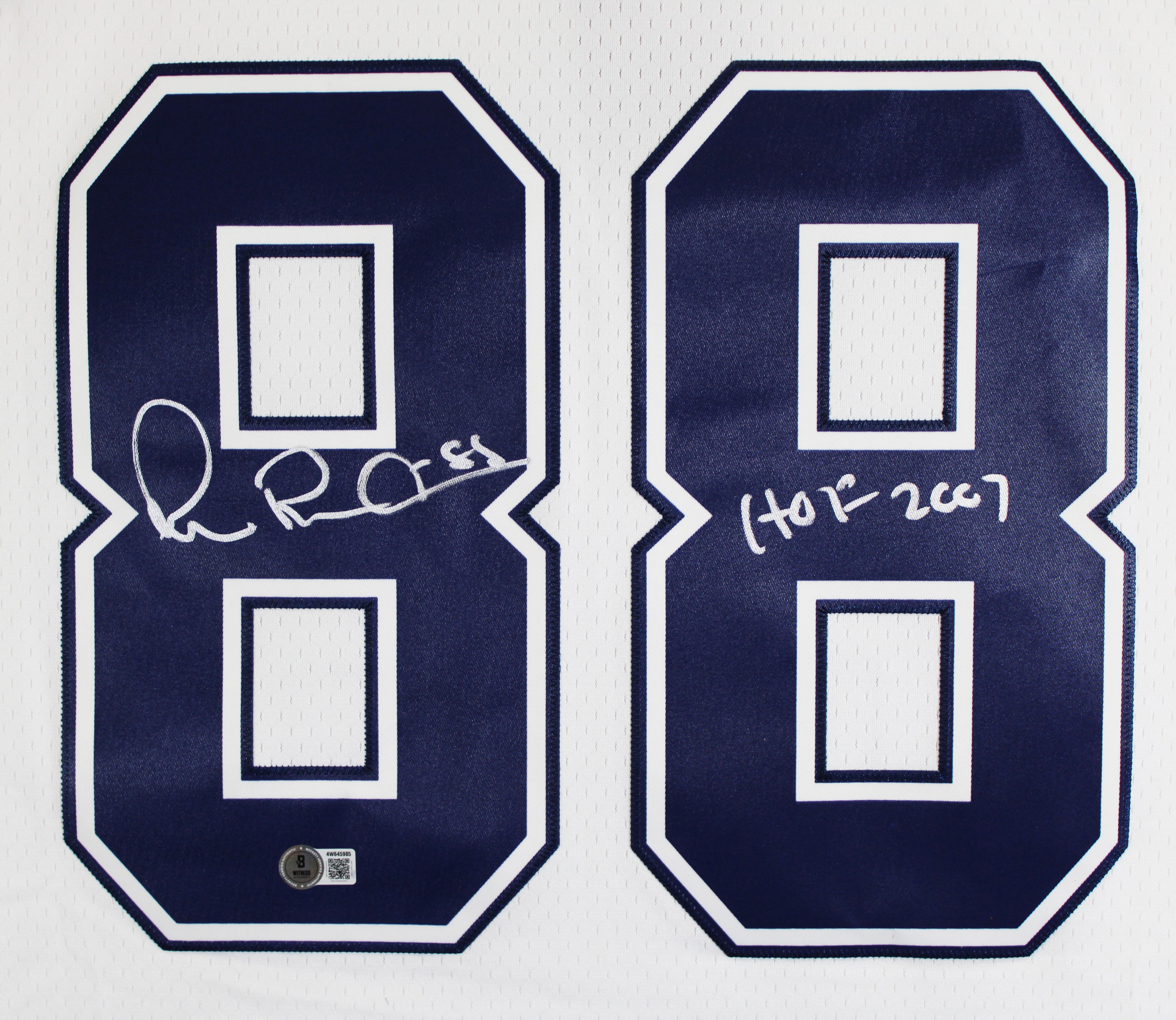 Cowboys Michael Irvin "HOF 2007" Signed White Thanksgiving M&N Jersey BAS Wit