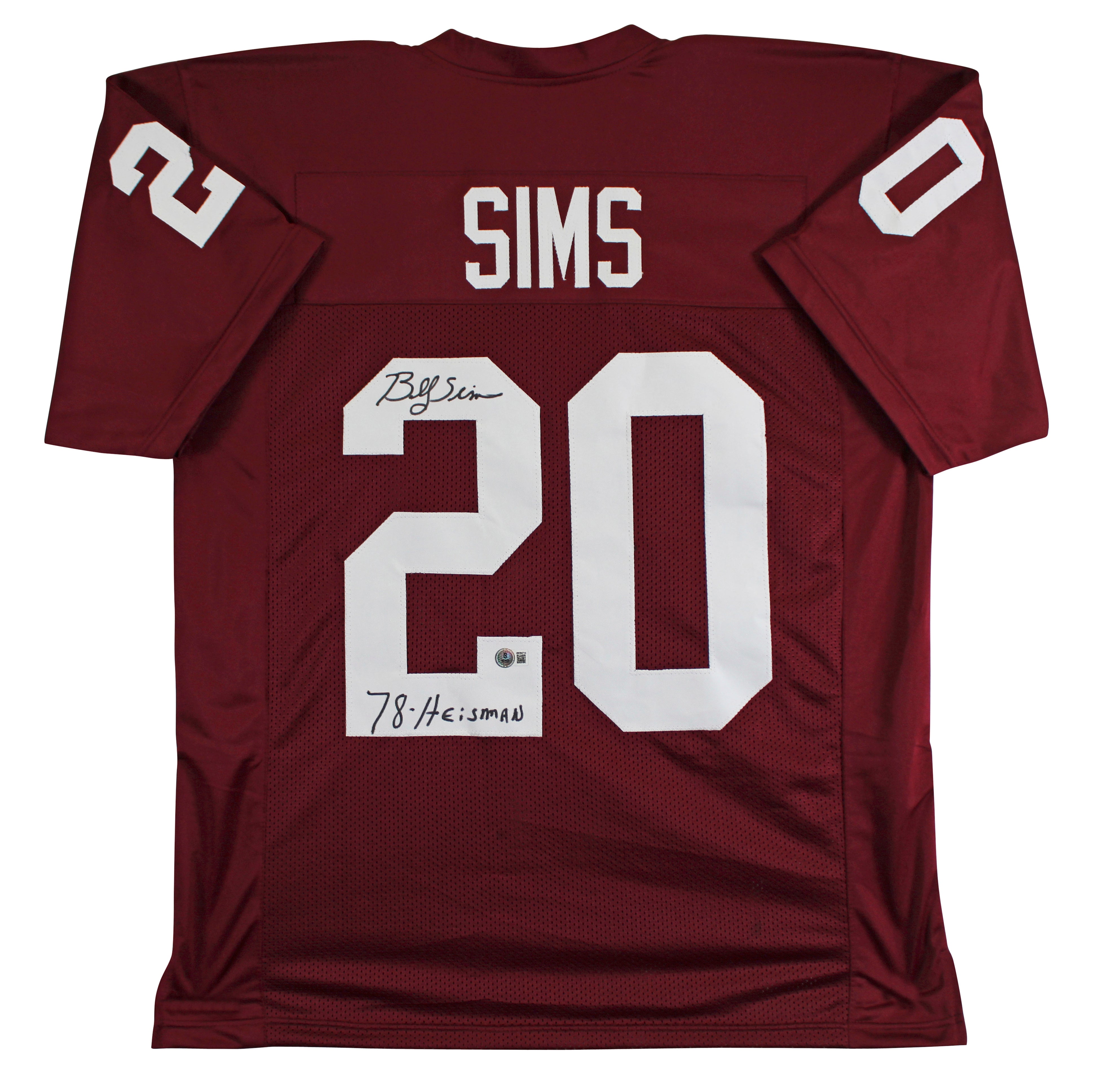 Oklahoma Billy Sims "78 Heisman" Signed Maroon Pro Style Jersey BAS Witnessed