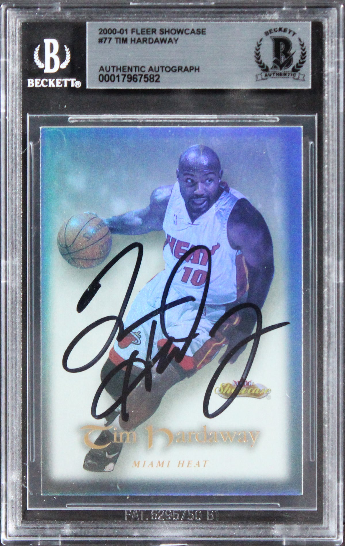 Heat Tim Hardaway Authentic Signed 2000 Fleer Showcase #77 Card BAS Slabbed