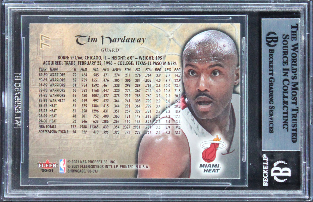 Heat Tim Hardaway Authentic Signed 2000 Fleer Showcase #77 Card BAS Slabbed