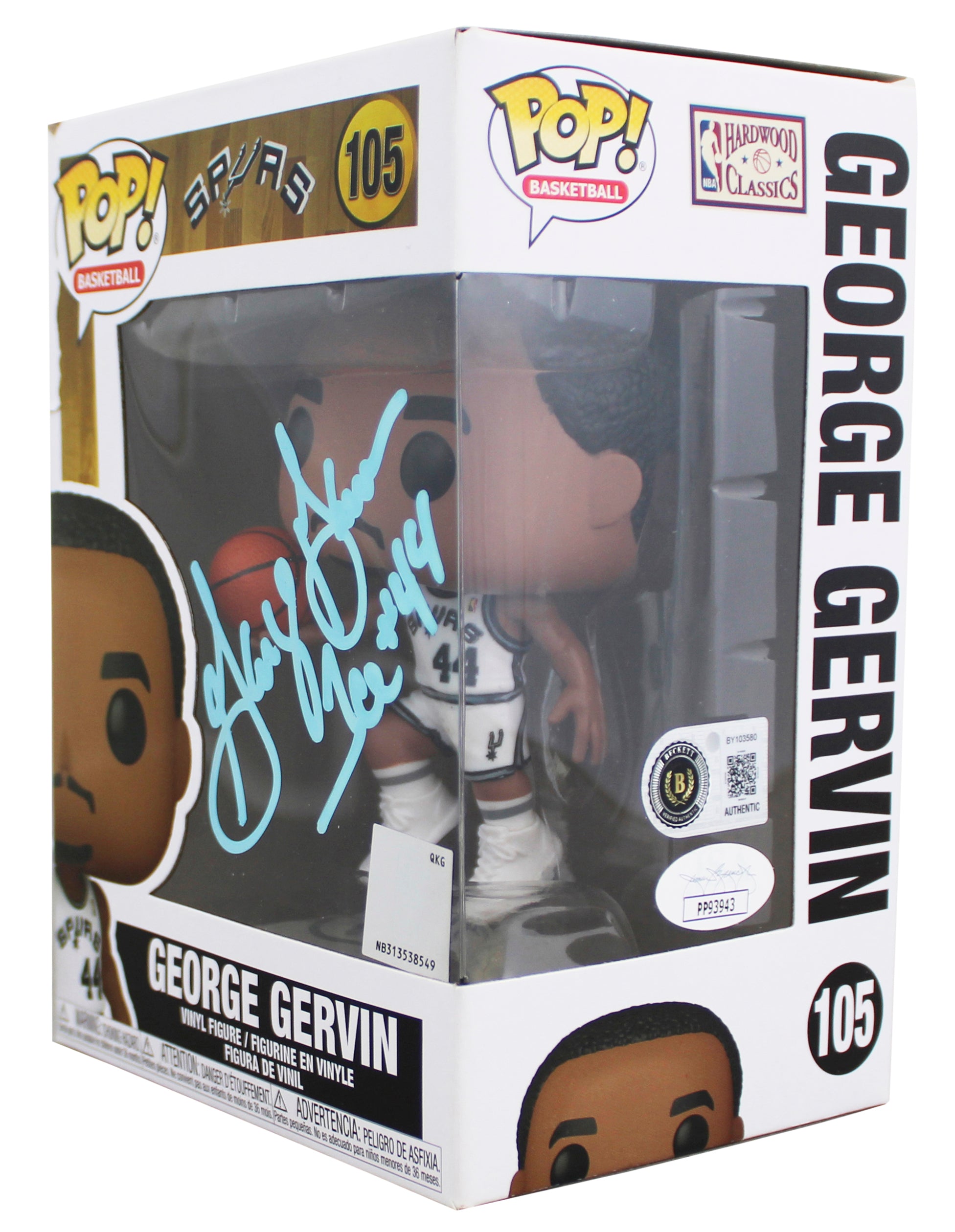 Spurs George Gervin Authentic Signed #105 Funko Pop Vinyl Figure BAS #BY103580