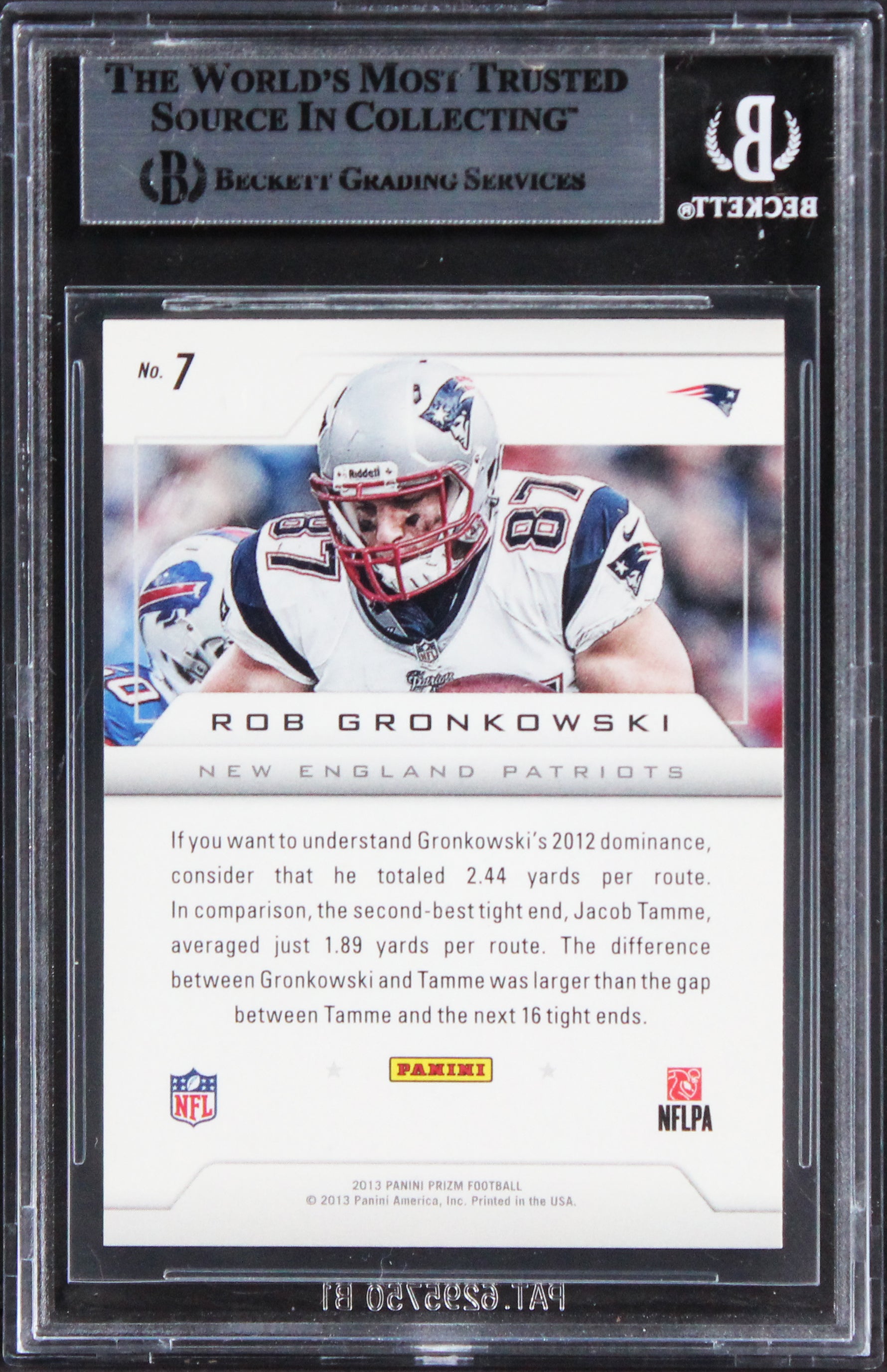 Patriots Rob Gronkowski Signed 2013 Panini Prizm Brilliance #7 Card BAS Slabbed