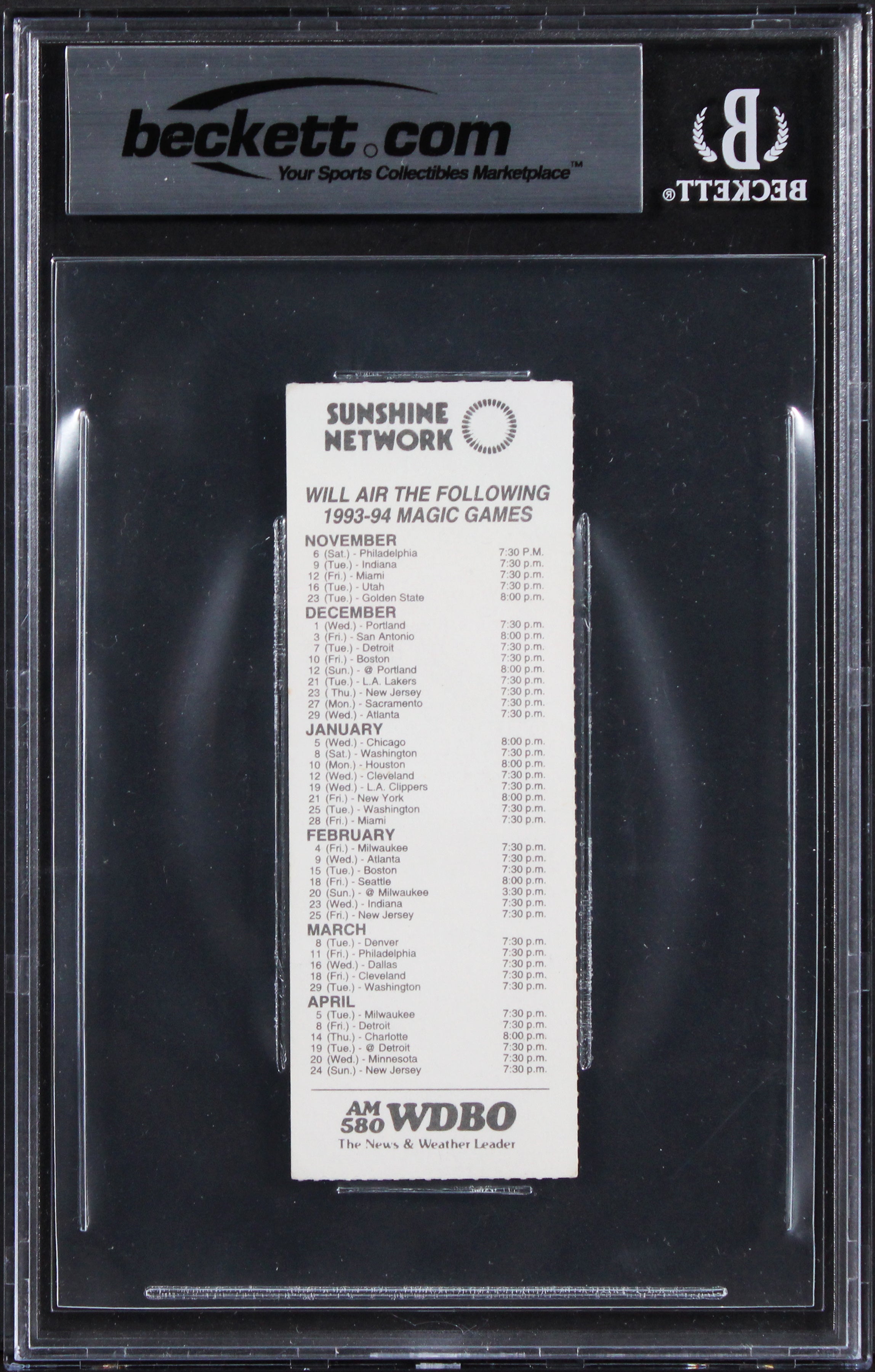 Shaquille O'Neal Signed 1993 Magic VS Cavs Ticket Stub Card Auto 10! BAS Slabbed