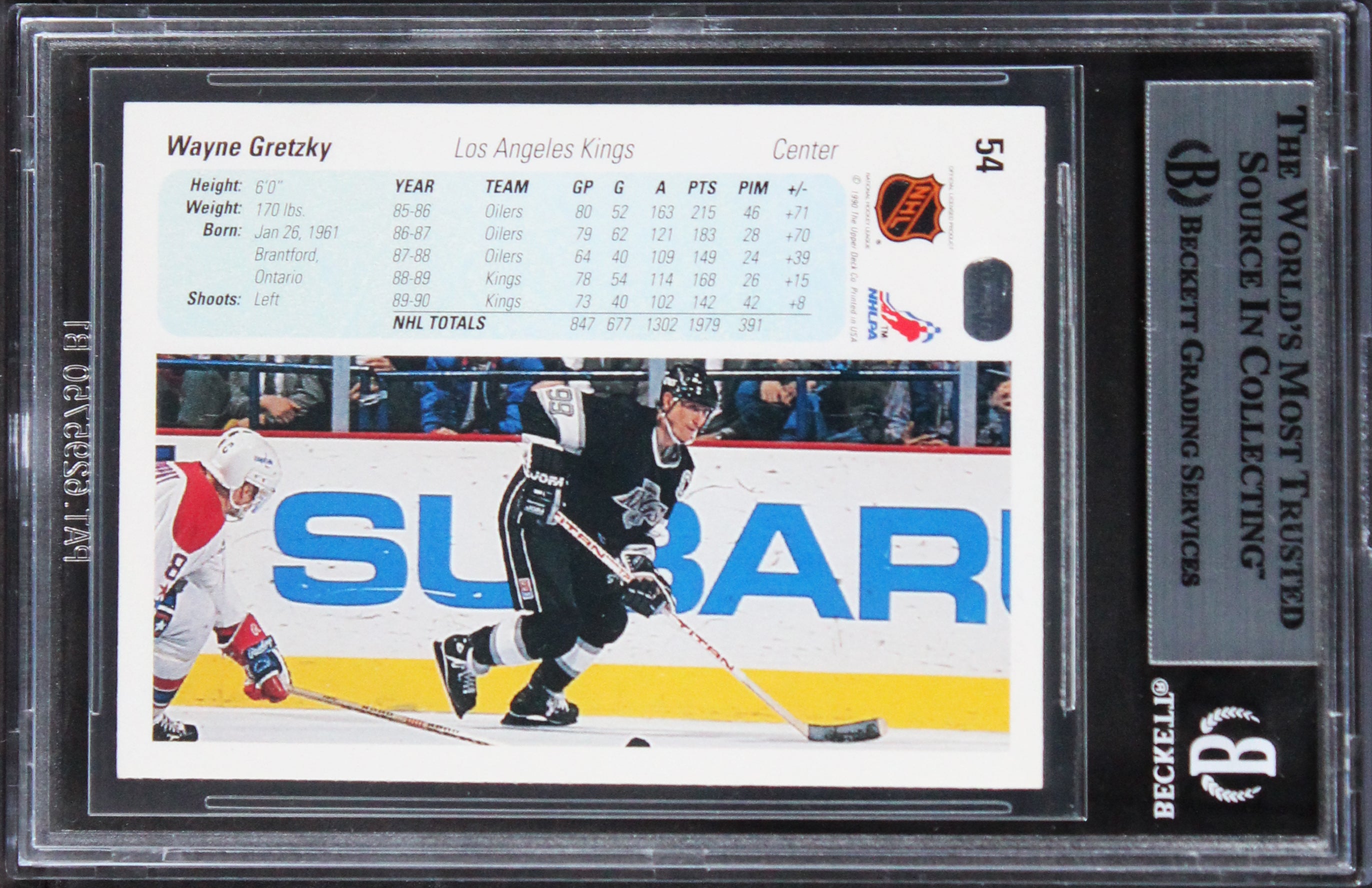 Kings Wayne Gretzky Authentic Signed 1990 Upper Deck #54 Card BAS Slabbed