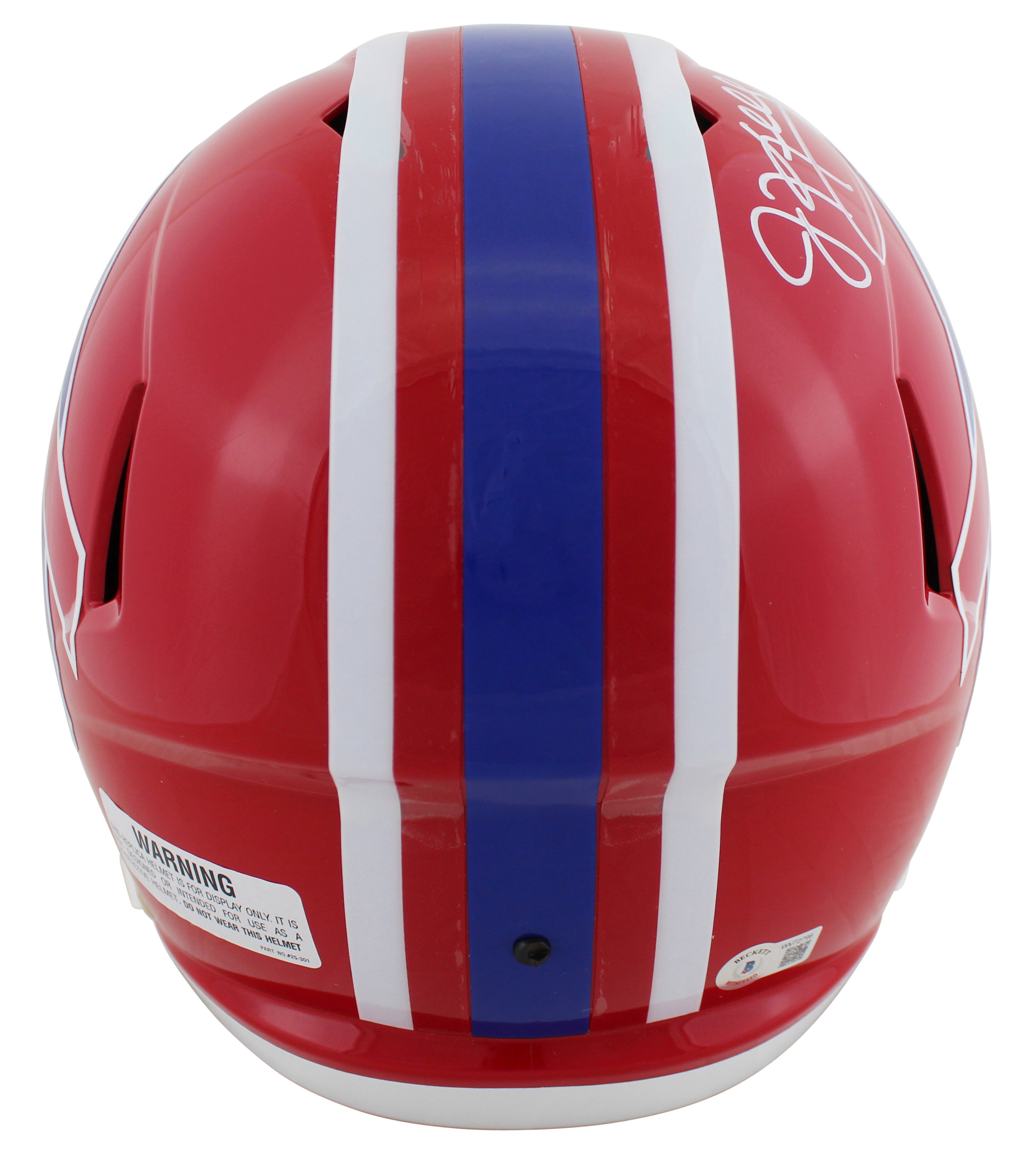 Bills Jim Kelly Signed 1987-01 Red TB Full Size Speed Rep Helmet W/ Case BAS Wit