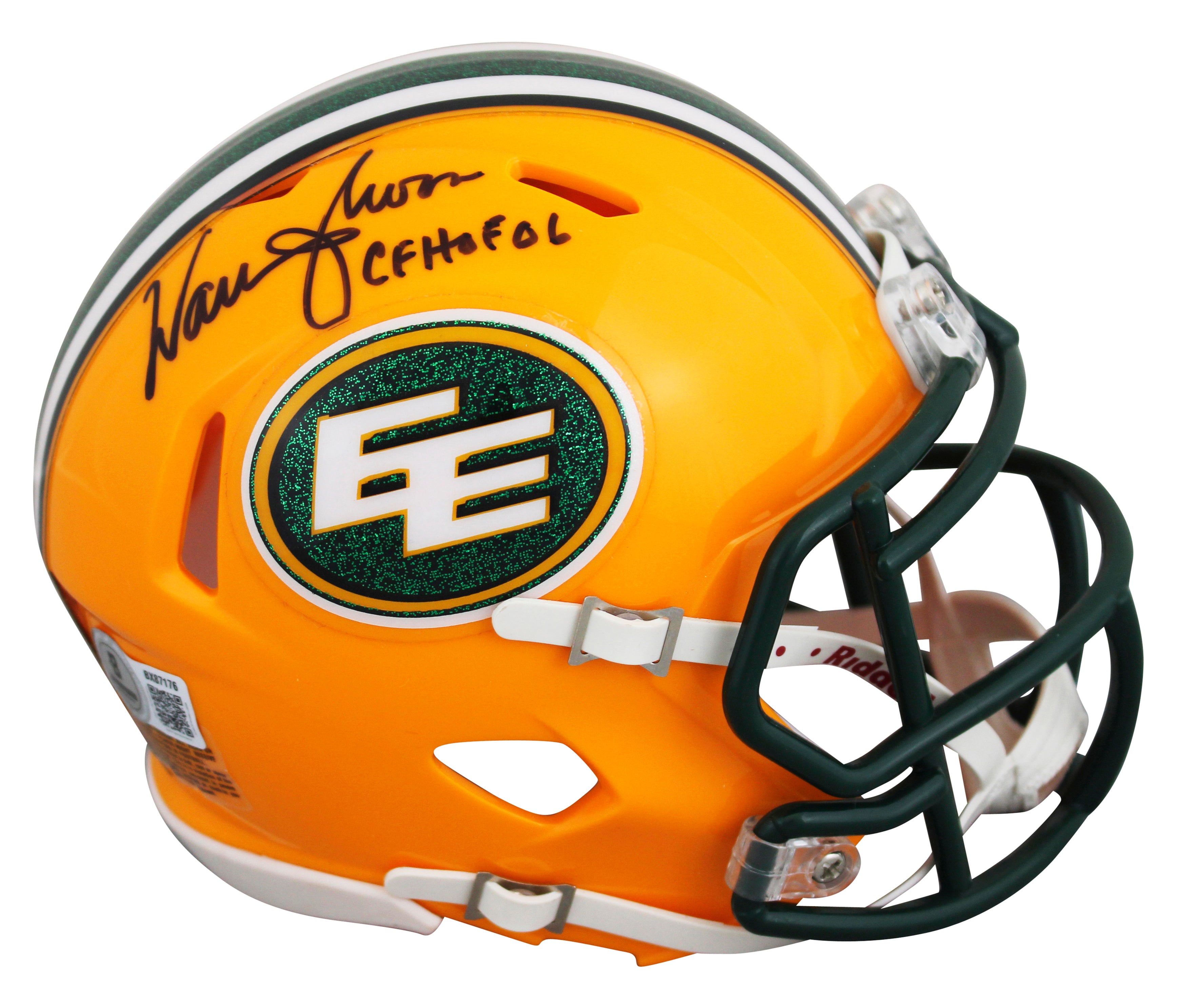 Edmonton Eskimos Warren Moon "CHOF '01" Signed Speed Mini Helmet BAS #BX87176