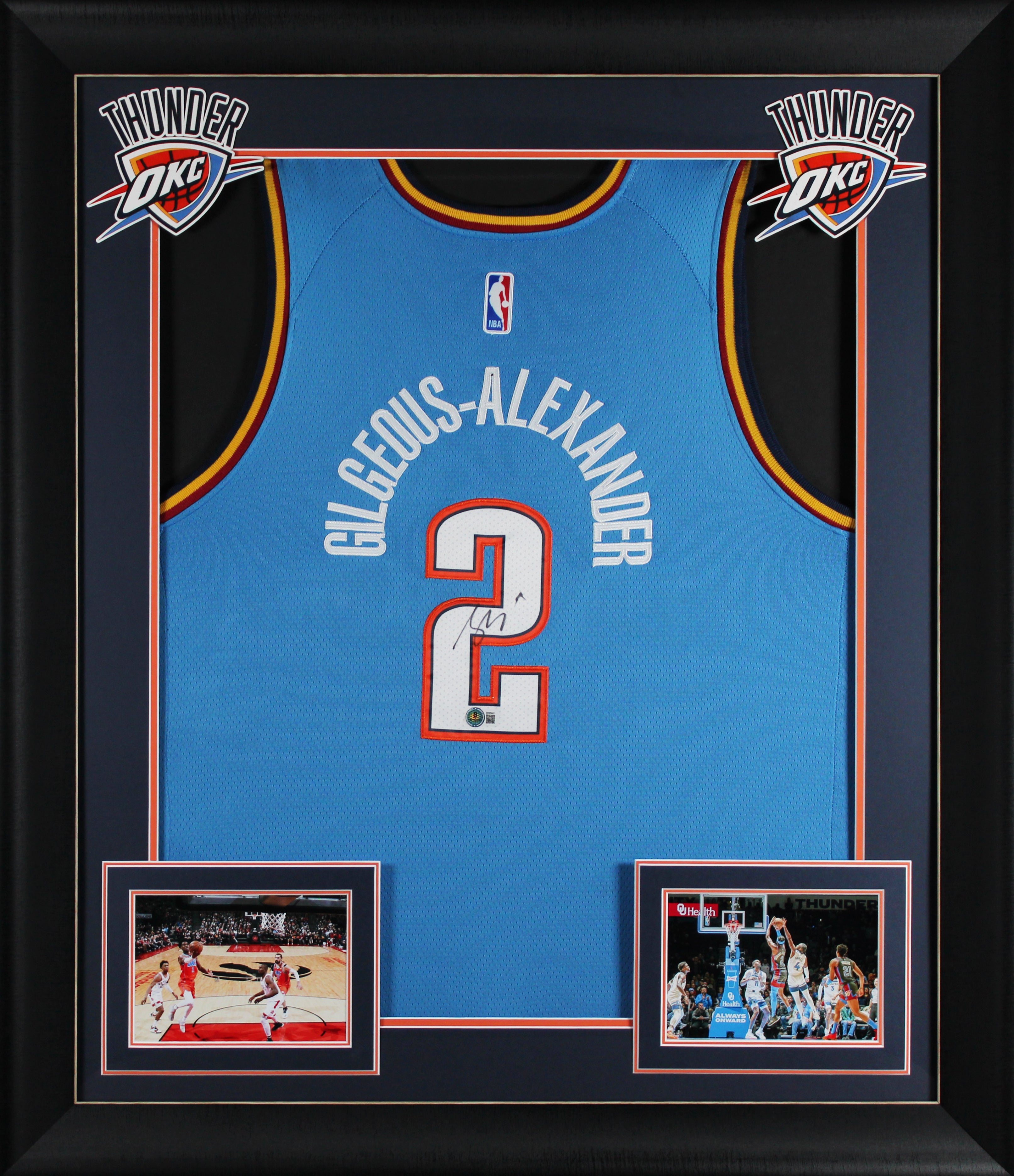 Thunder Shai Gilgeous-Alexander Signed Blue Nike Framed Jersey BAS #BR85841