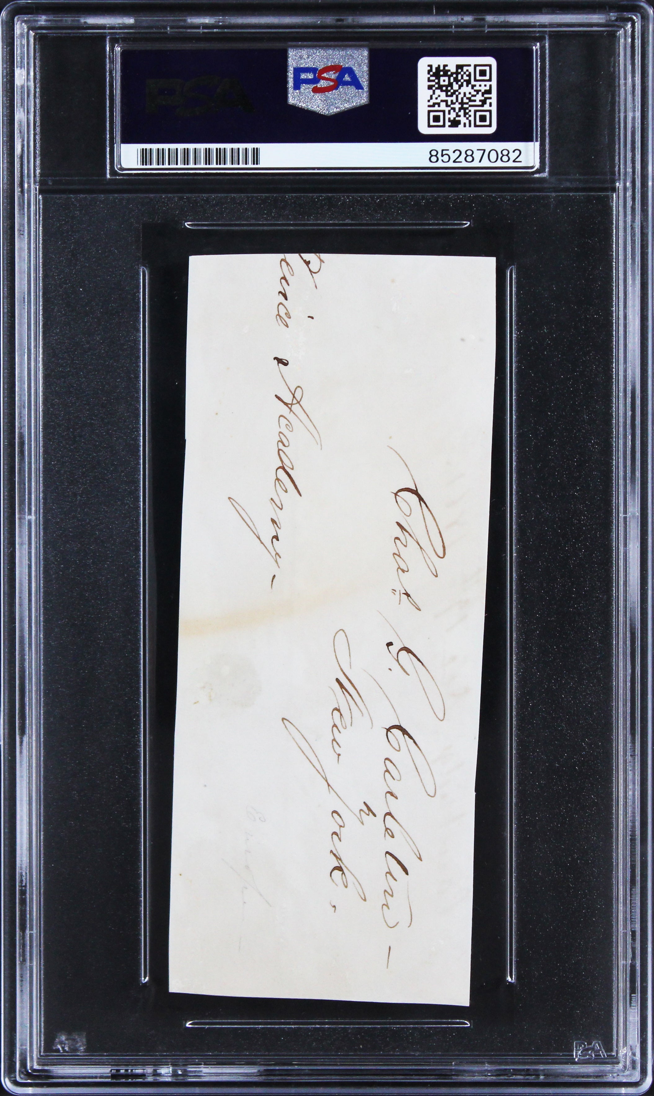 Walt Whitman "Please Accept My Thanks" Signed 2x5 Cut Signature PSA/DNA Slabbed