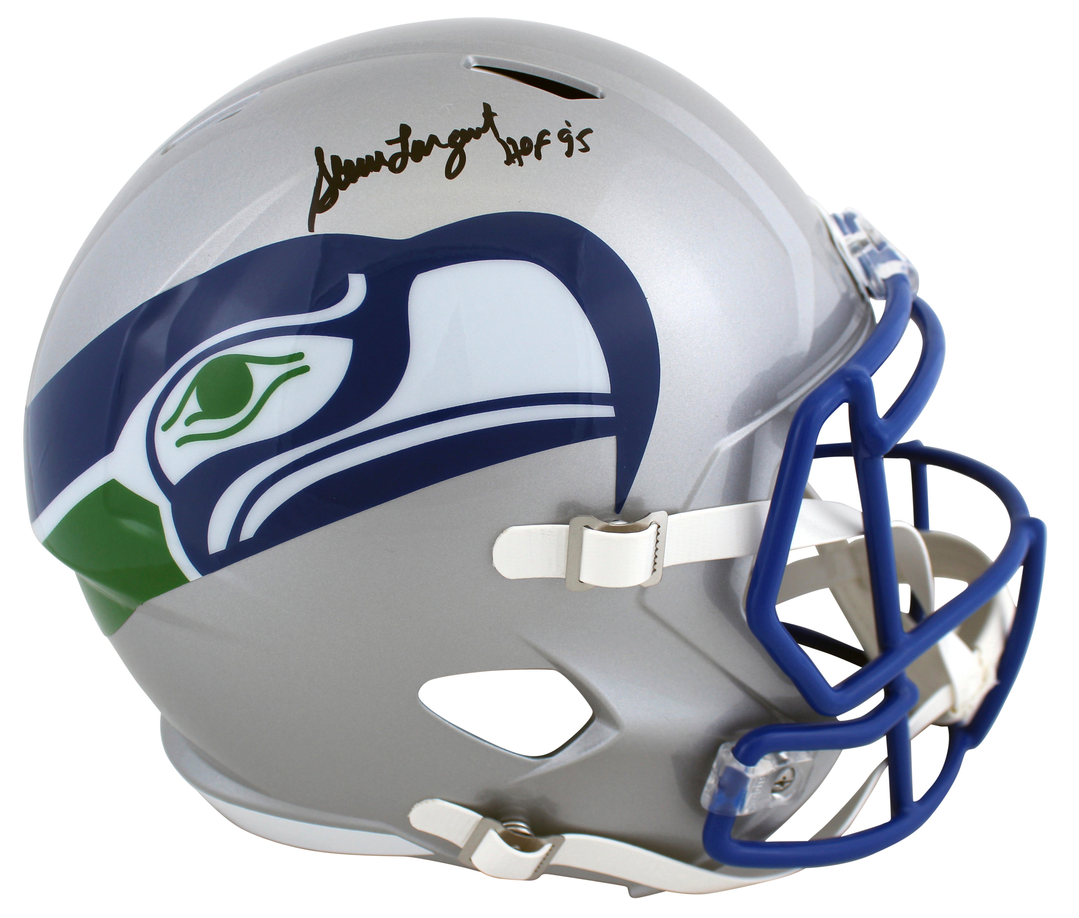 Seahawks Steve Largent "HOF" Signed 1983-01 TB F/S Speed Rep Helmet W/ Case BAS