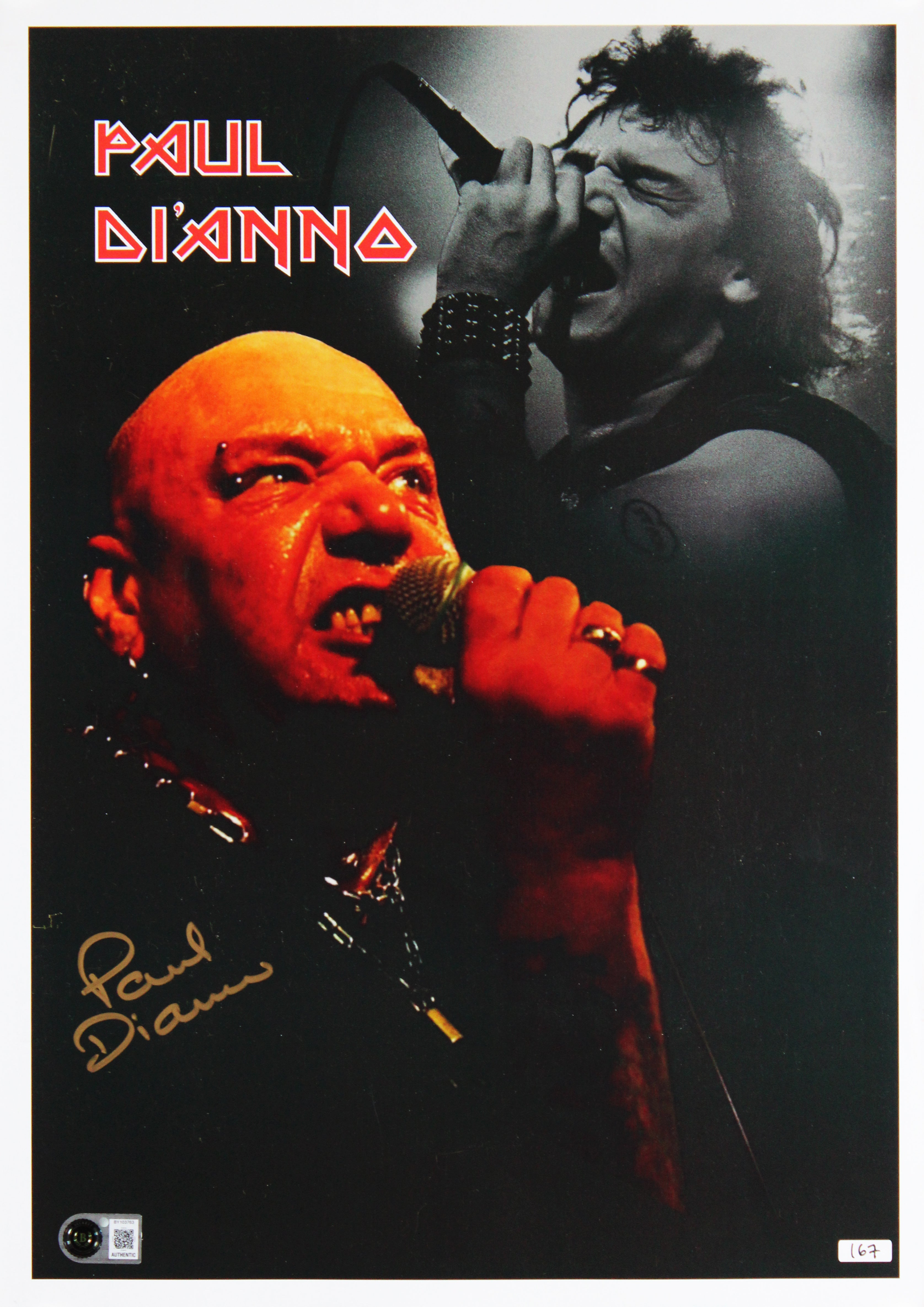 Paul Di'Anno Iron Maiden Authentic Signed 11.75x16.5 Poster Autographed BAS