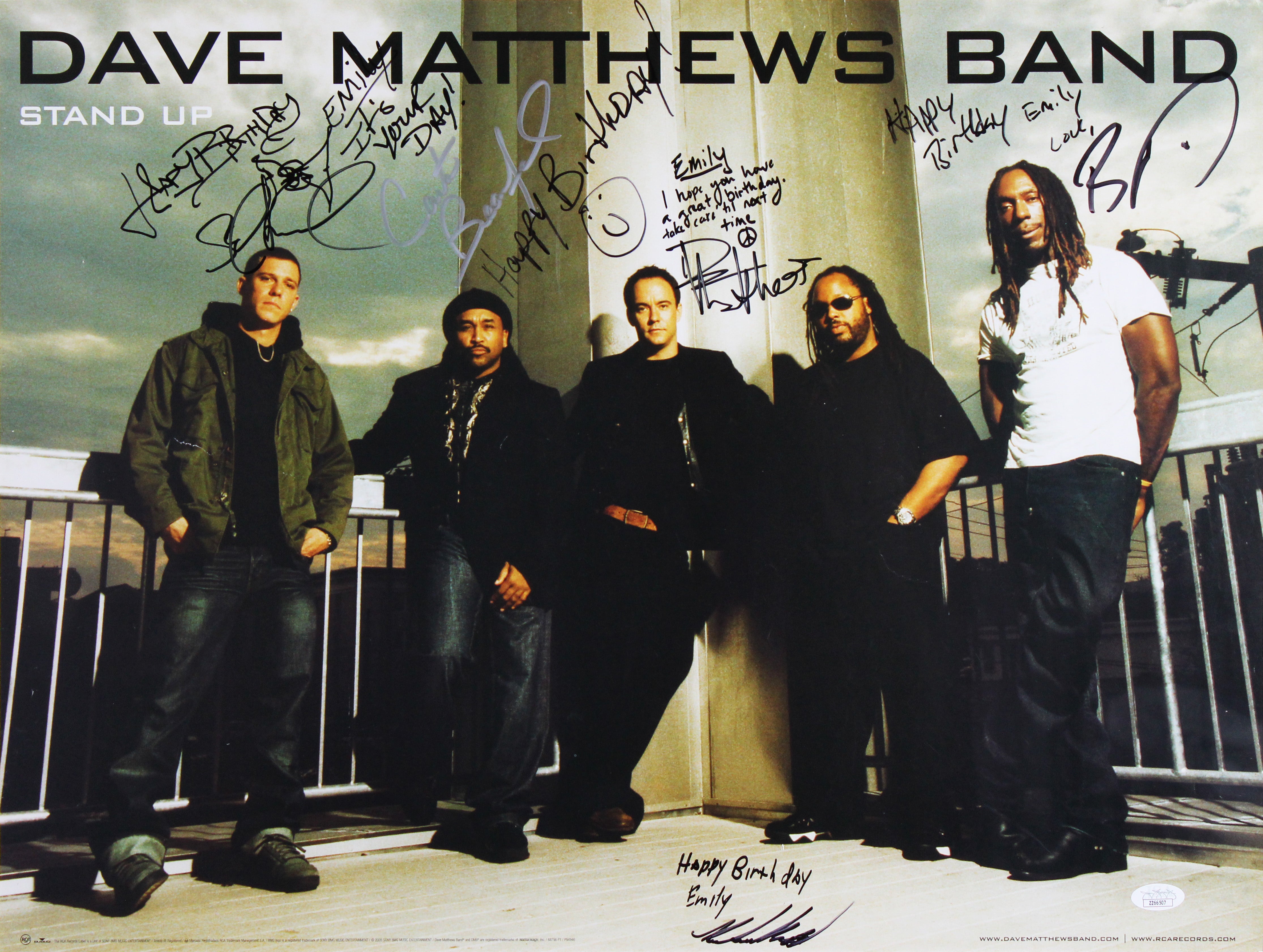 DMB (5) Matthews, Lessard, Tinsley +2 Signed & Framed 18x24 Poster JSA #ZZ66507