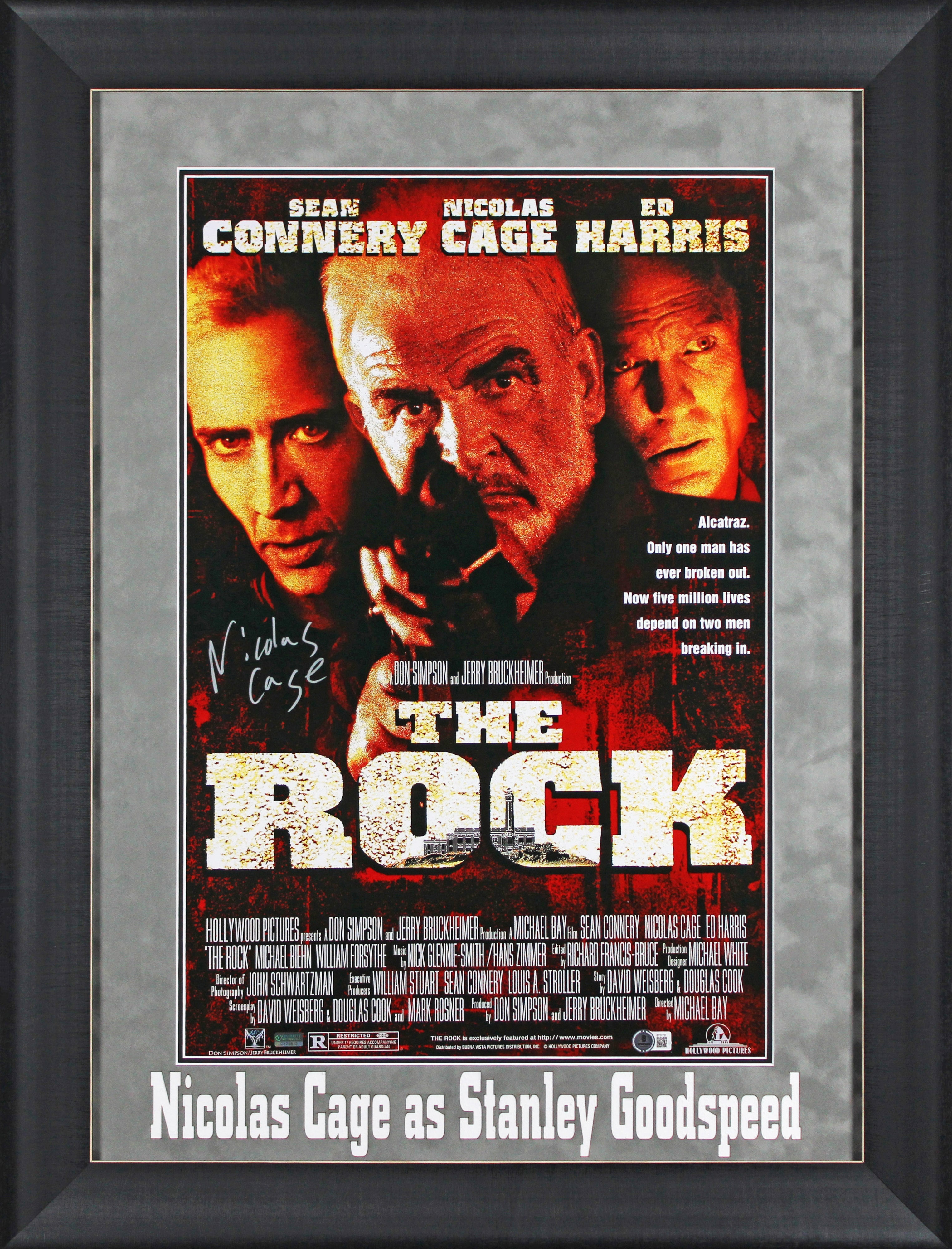 Nicolas Cage The Rock Authentic Signed Framed 16x24 Photo Autographed BAS