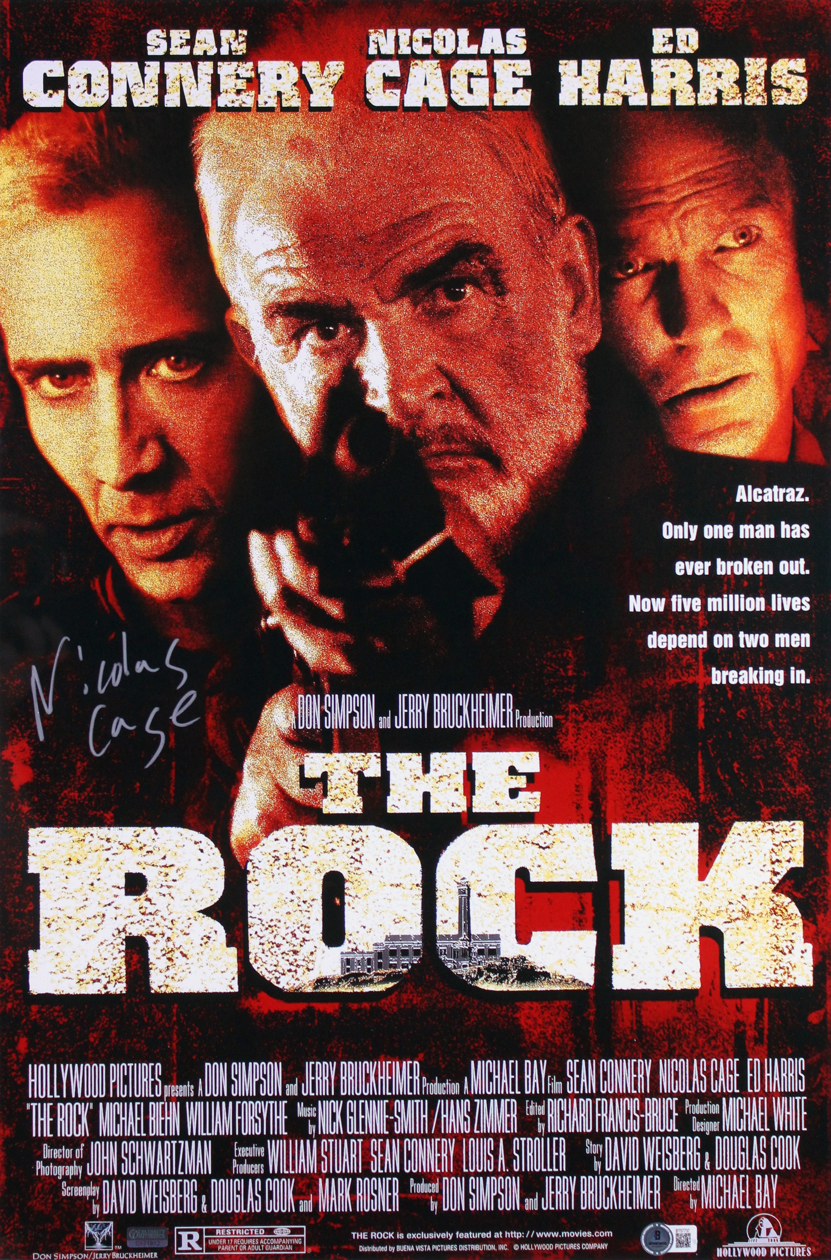 Nicolas Cage The Rock Authentic Signed Framed 16x24 Photo Autographed BAS