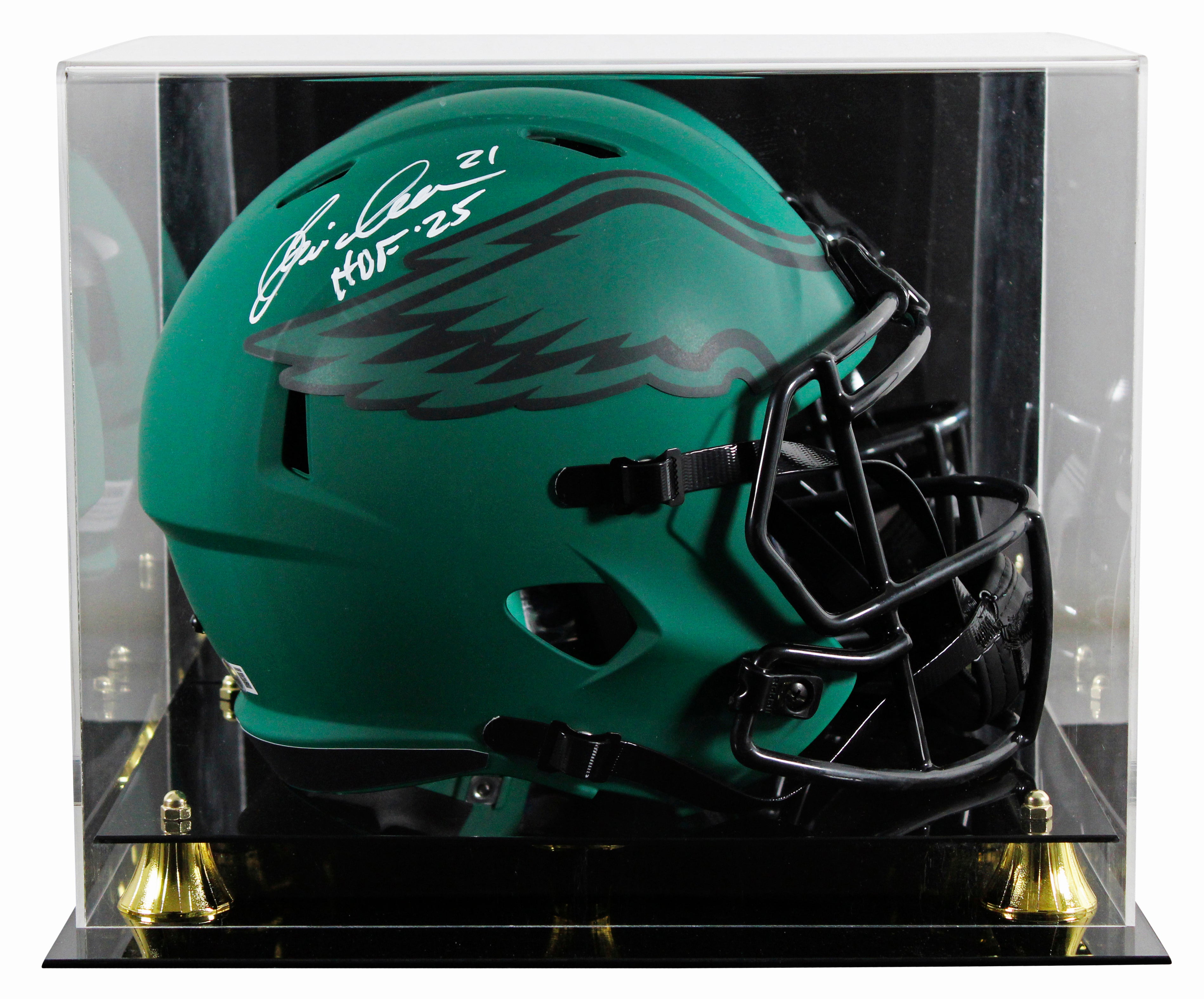 Eagles Eric Allen "HOF 25" Signed Rave Full Size Speed Rep Helmet W/ Case BAS W