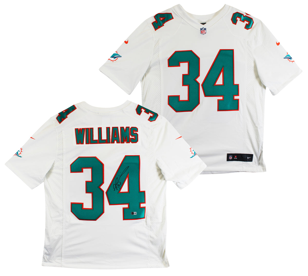 Dolphins Ricky Williams Authentic Signed White Nike Limited Jersey BAS Witness 2