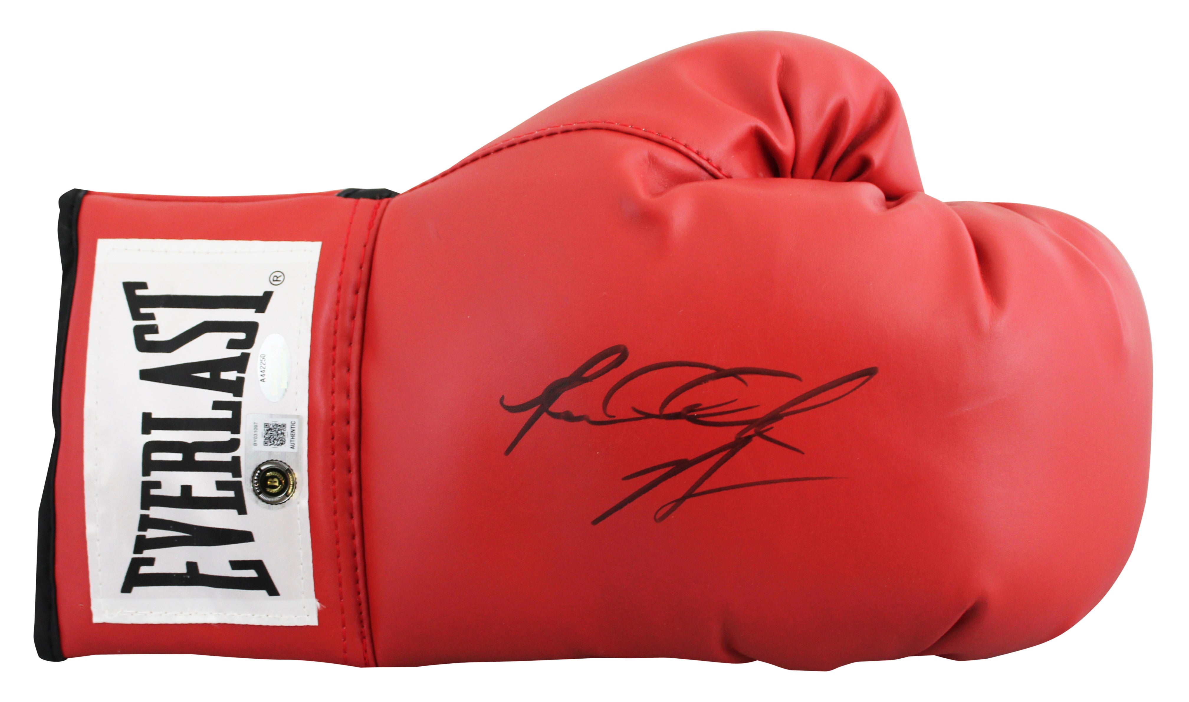 Riddick Bowe Authentic Signed Right Hand Red Everlast Boxing Glove BAS #BY031097
