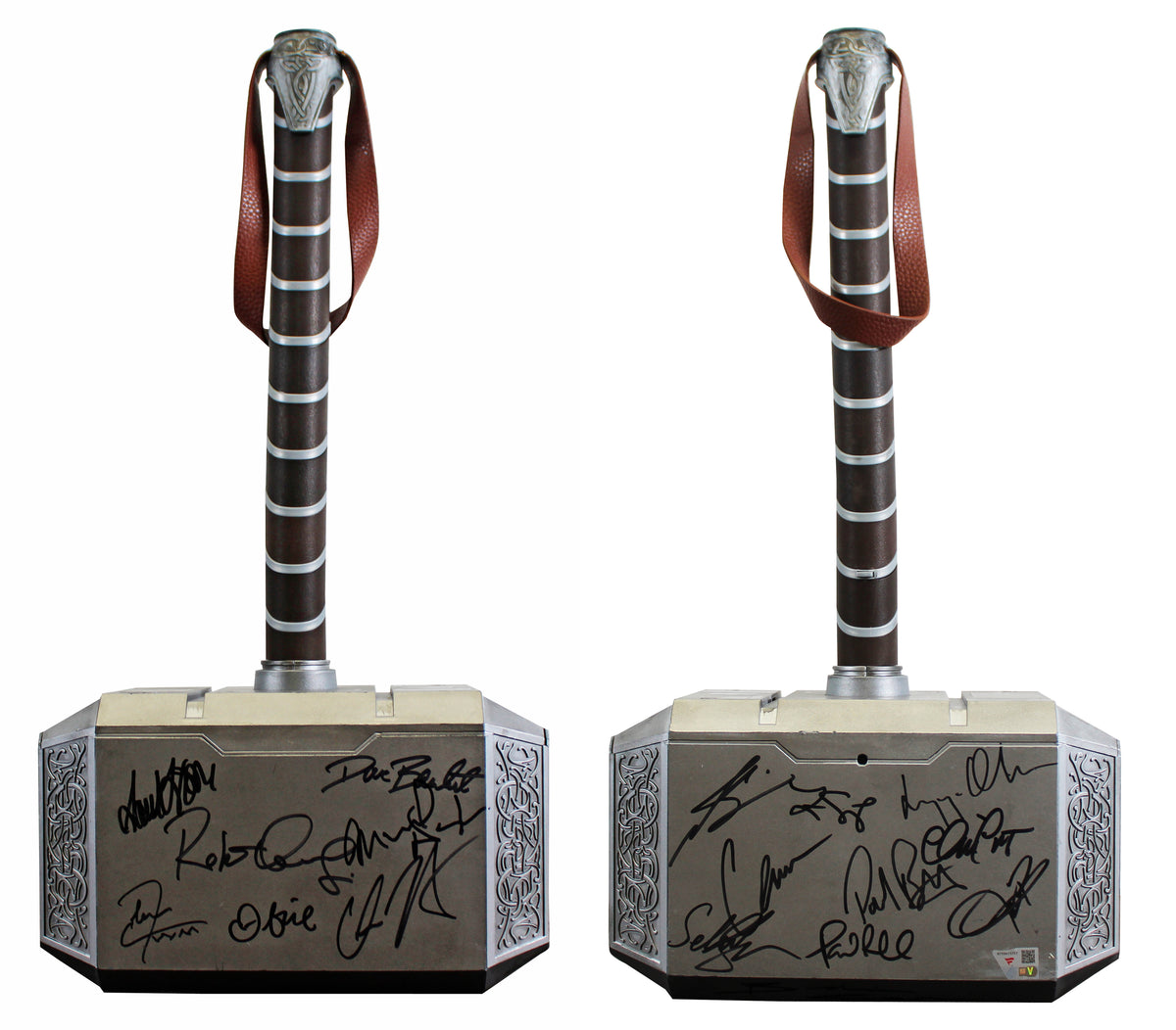 Avengers (17) Downey Jr., Evans, Jackson +14 Signed Thor Mjolnir Prop Hammer BAS