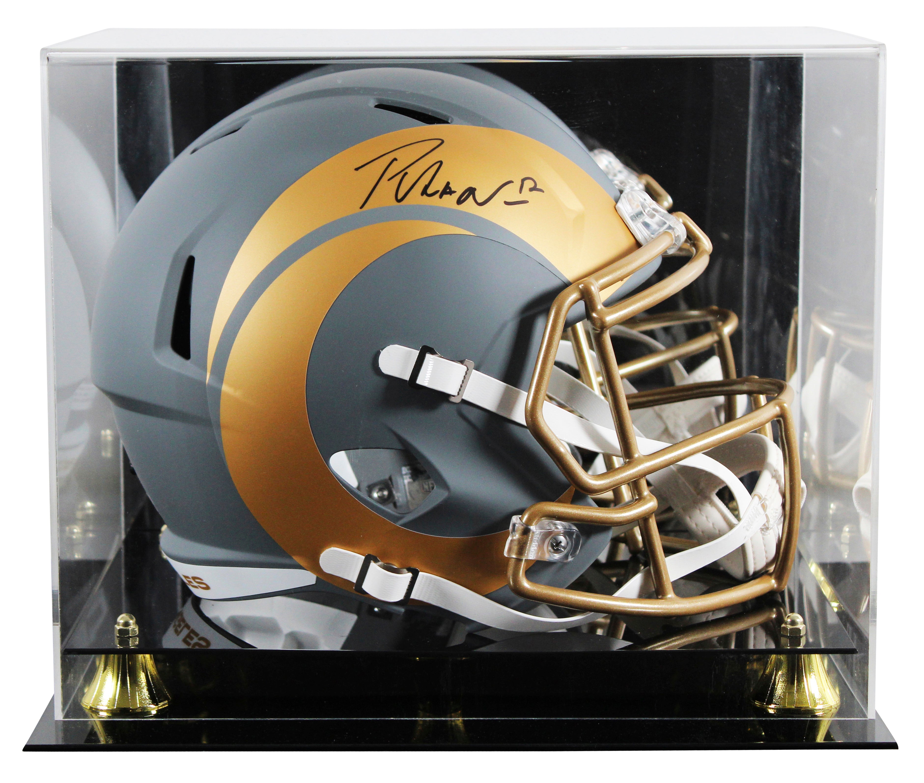 Rams Puka Nacua Signed Slate Full Size Speed Rep Helmet W/ Case Fanatics