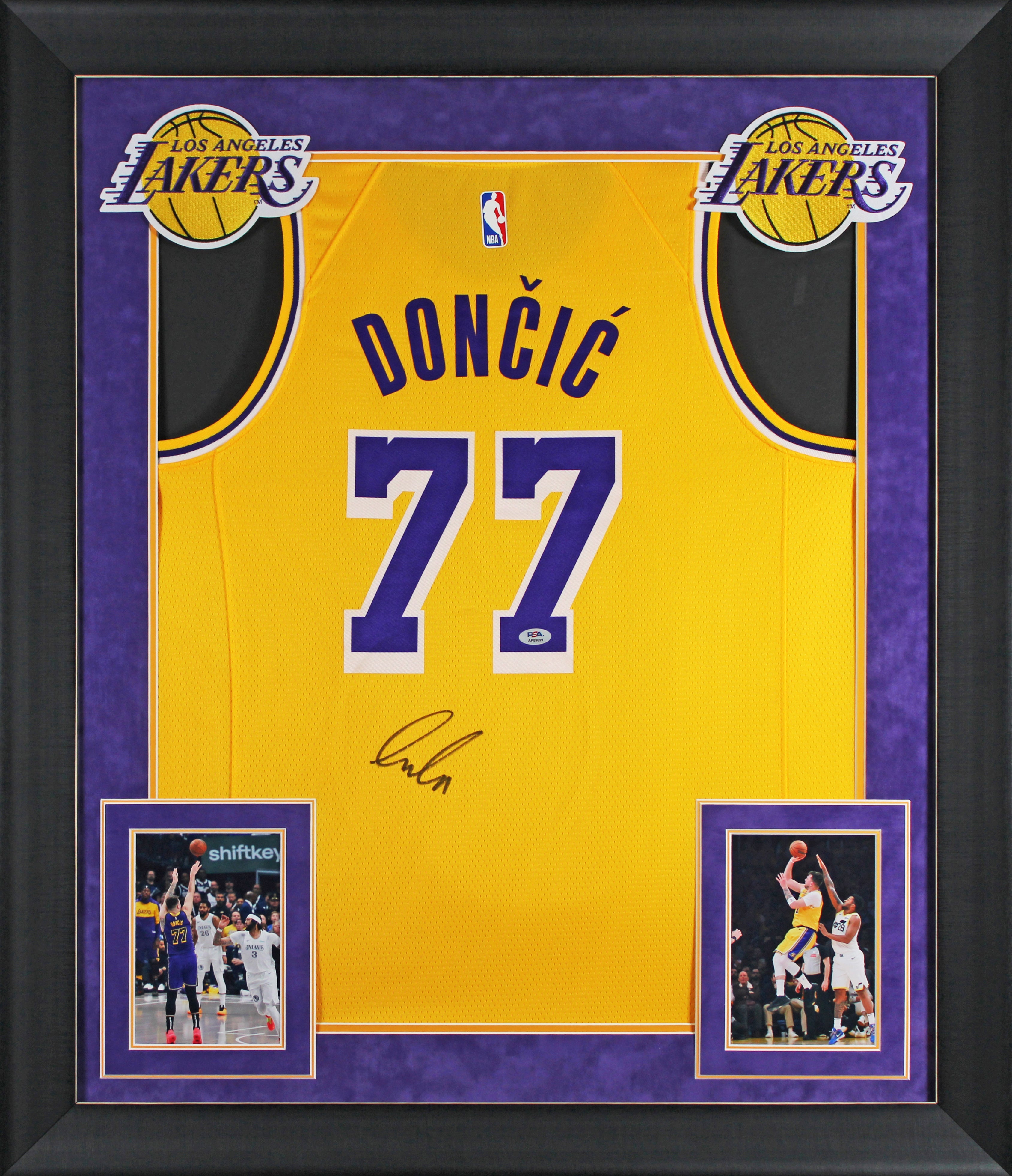 Lakers Luka Doncic Signed Yellow Nike Swingman Framed Jersey PSA/DNA #AP89099