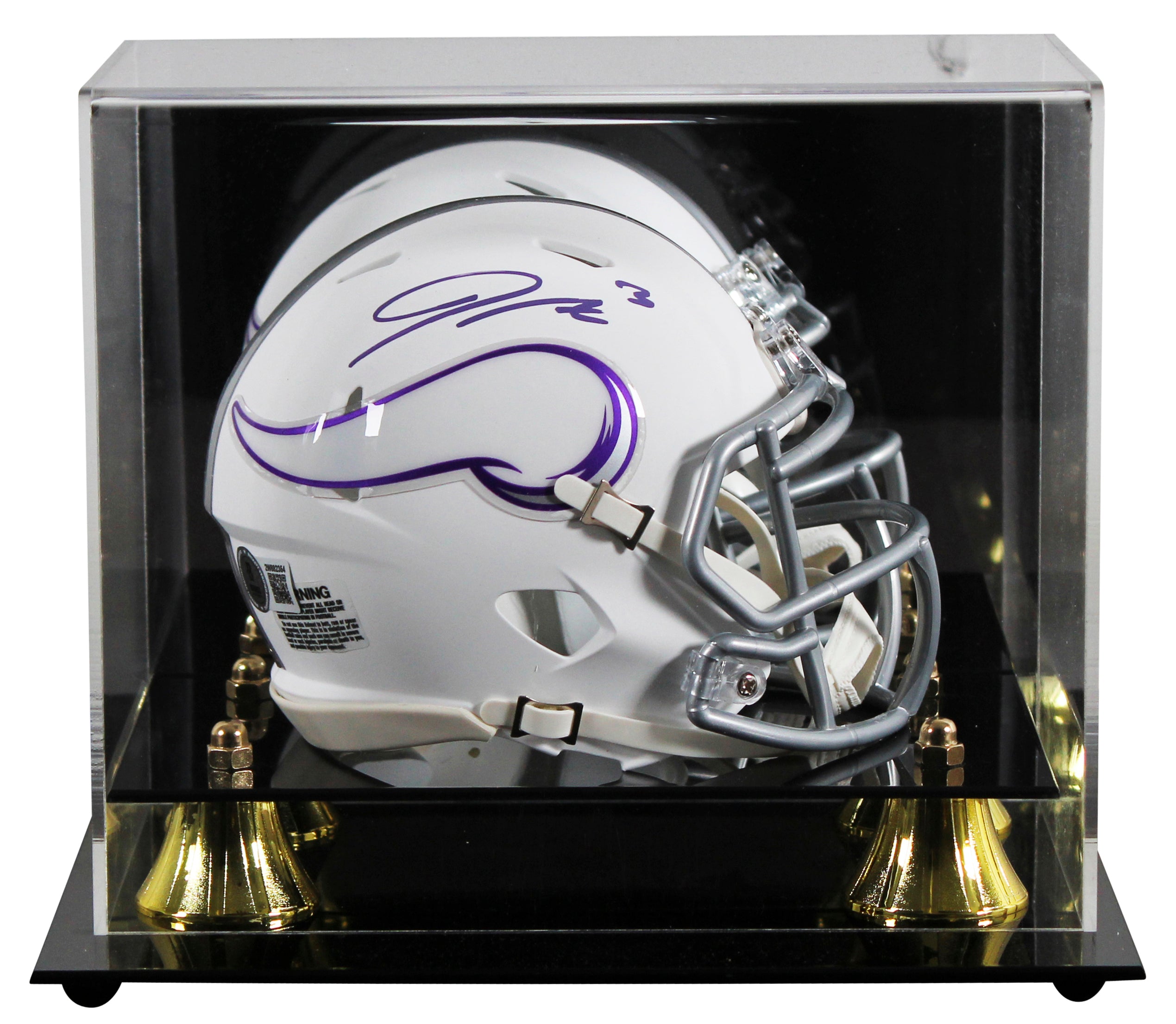 Vikings Jordan Addison Signed On-Field Alt 2024 Speed Mini Helmet W/ Case BAS W