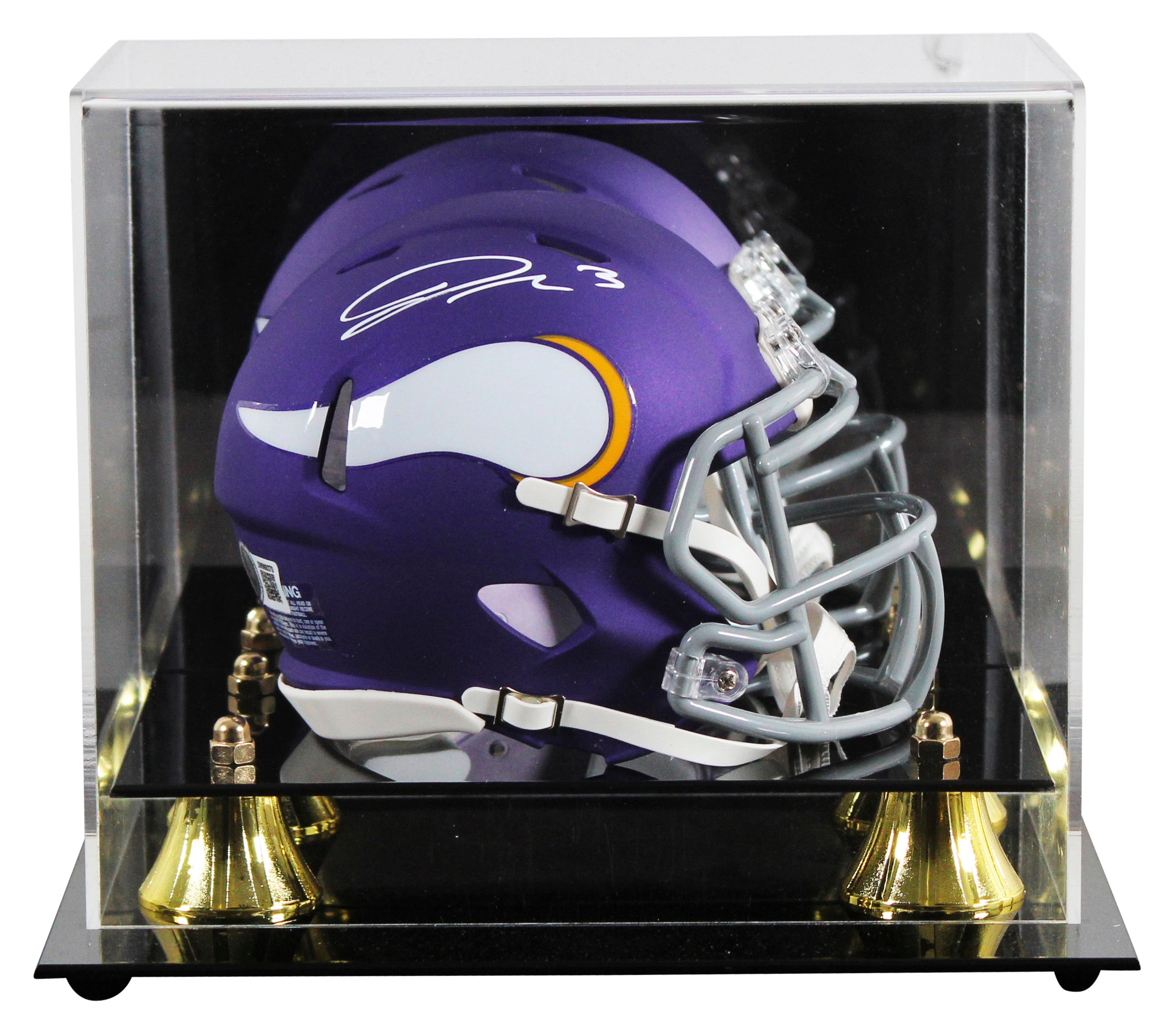 Vikings Jordan Addison Signed On-Field Alt 2023 Speed Mini Helmet W/ Case BAS W