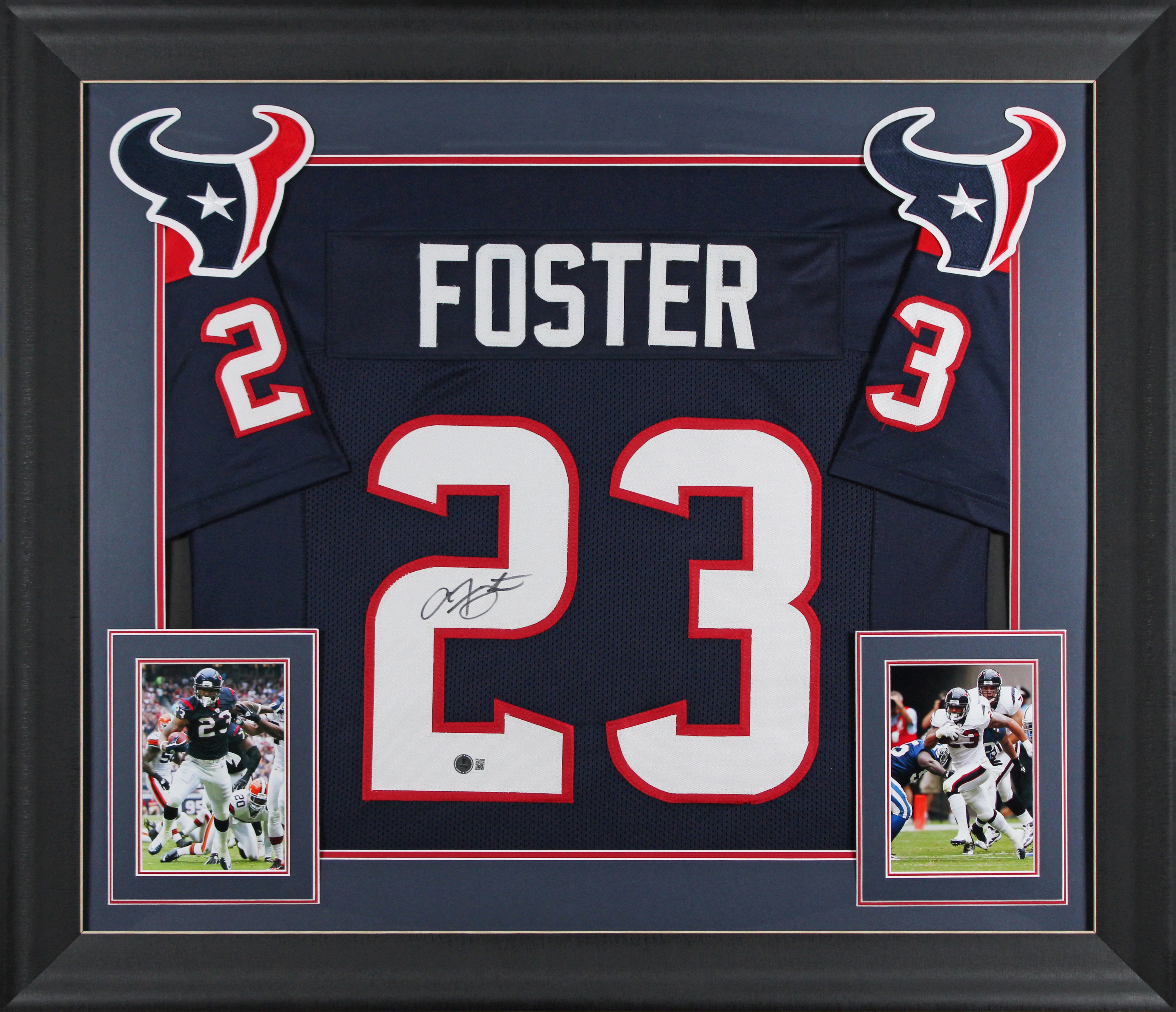 Arian Foster Authentic Signed Navy Blue Pro Style Framed Jersey BAS Witnessed