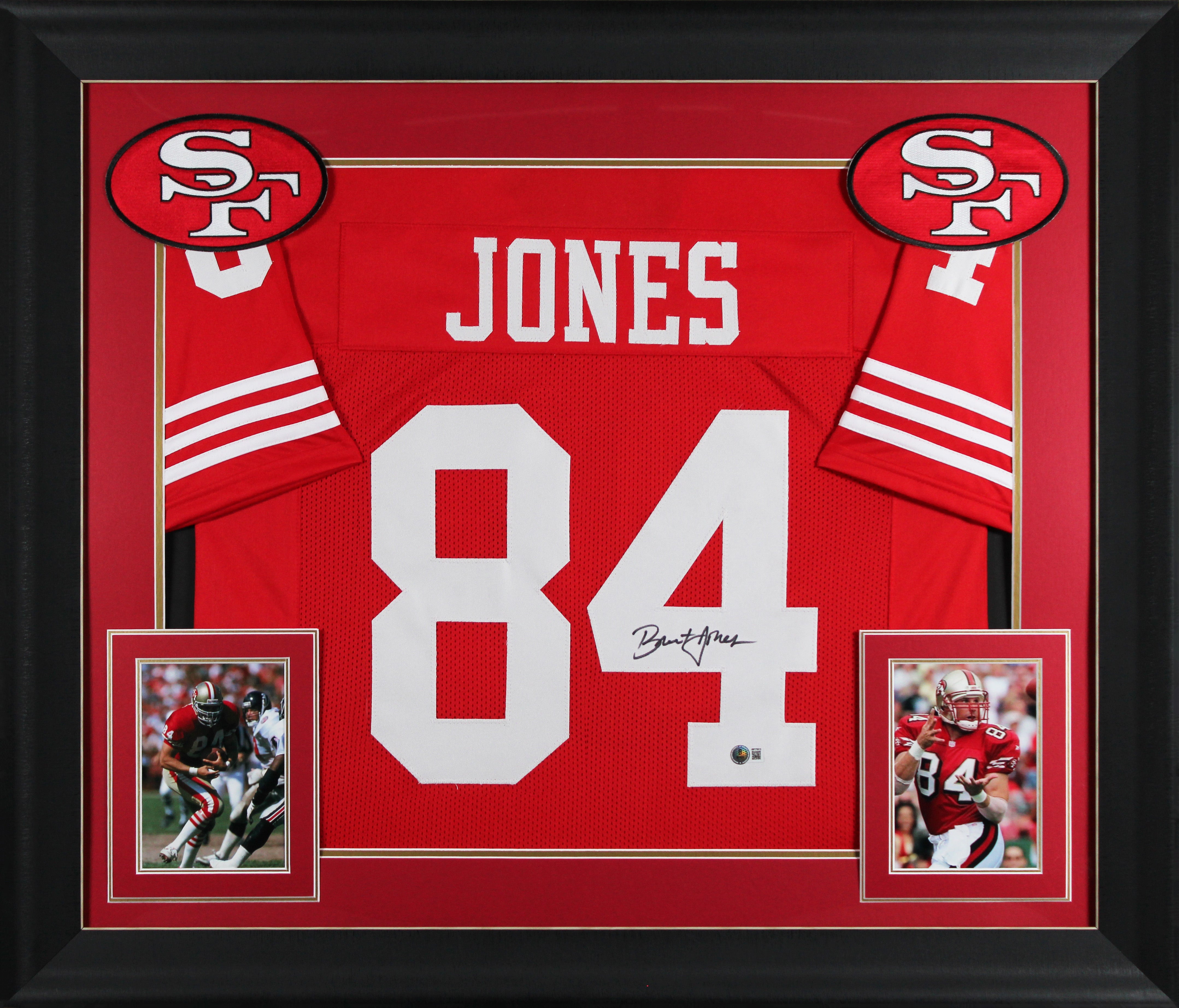 Brent Jones Authentic Signed Red Pro Style Framed Jersey Autographed BAS