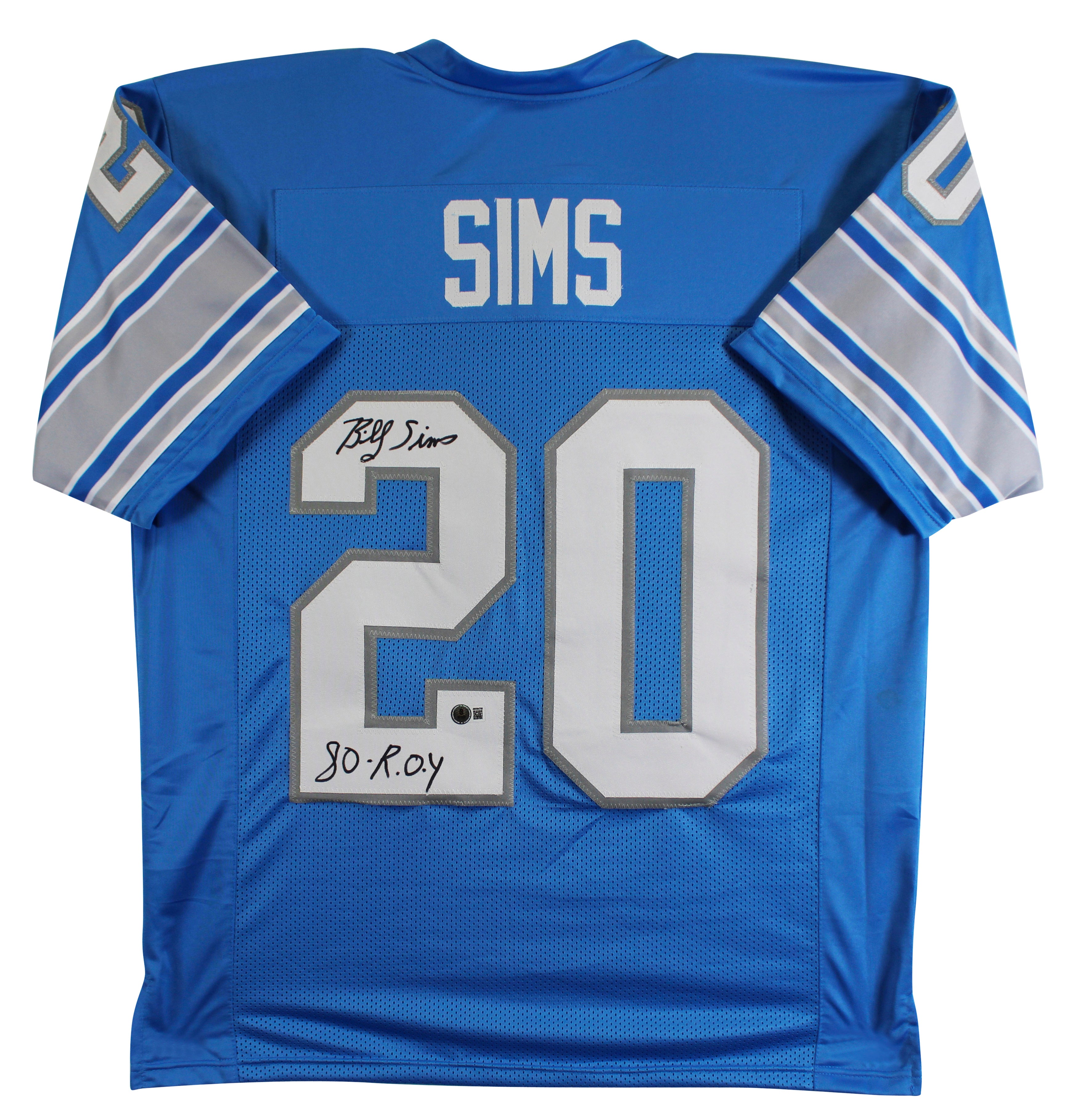 Billy Sims "80 ROY" Authentic Signed Blue Pro Style Jersey BAS Witnessed