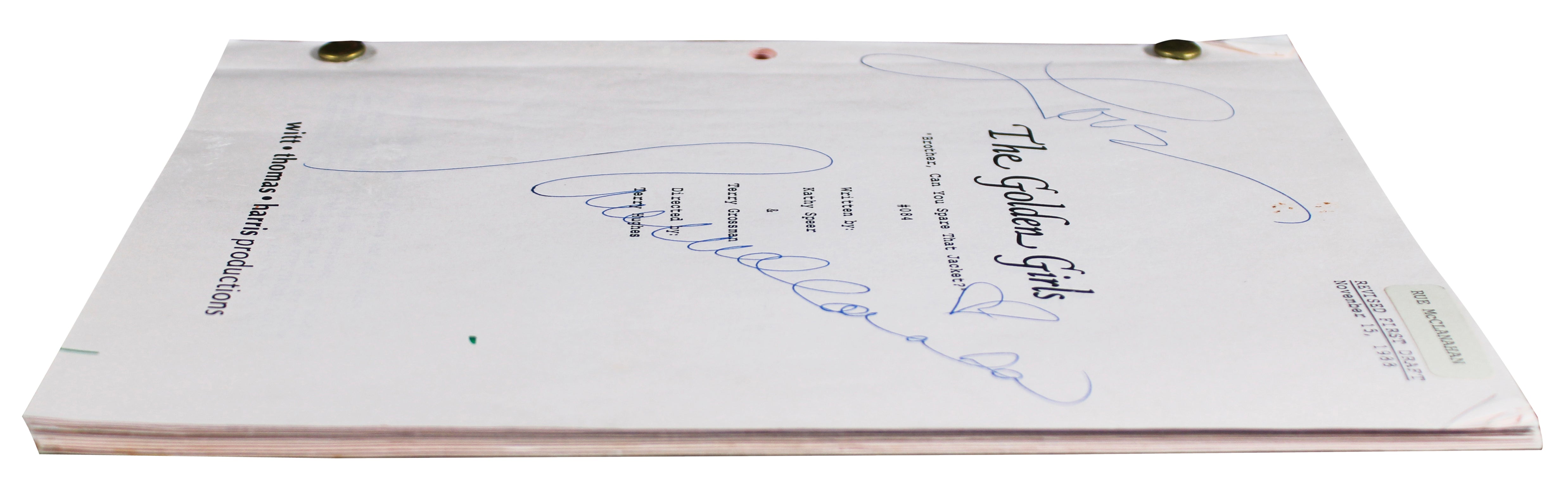 Rue McClanahan Golden Girls Authentic Signed Set Used Tv Script BAS #AG010061