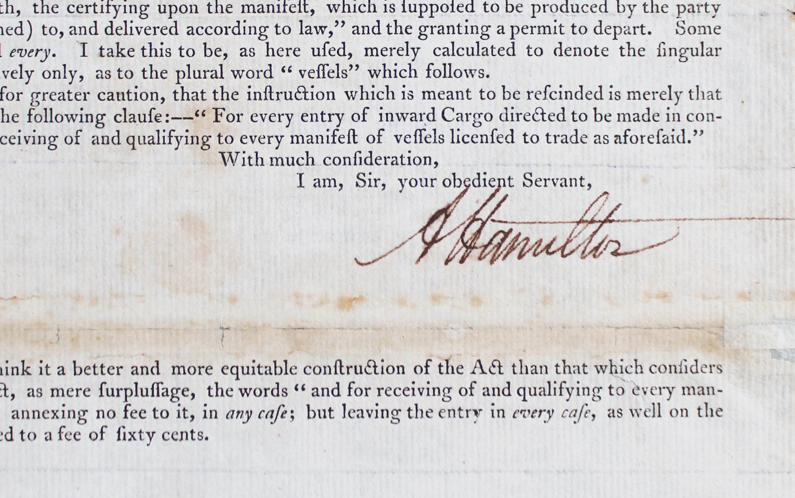 Alexander Hamilton Signed 7.5x9 1792 Treasury Department Circular BAS #AG010005