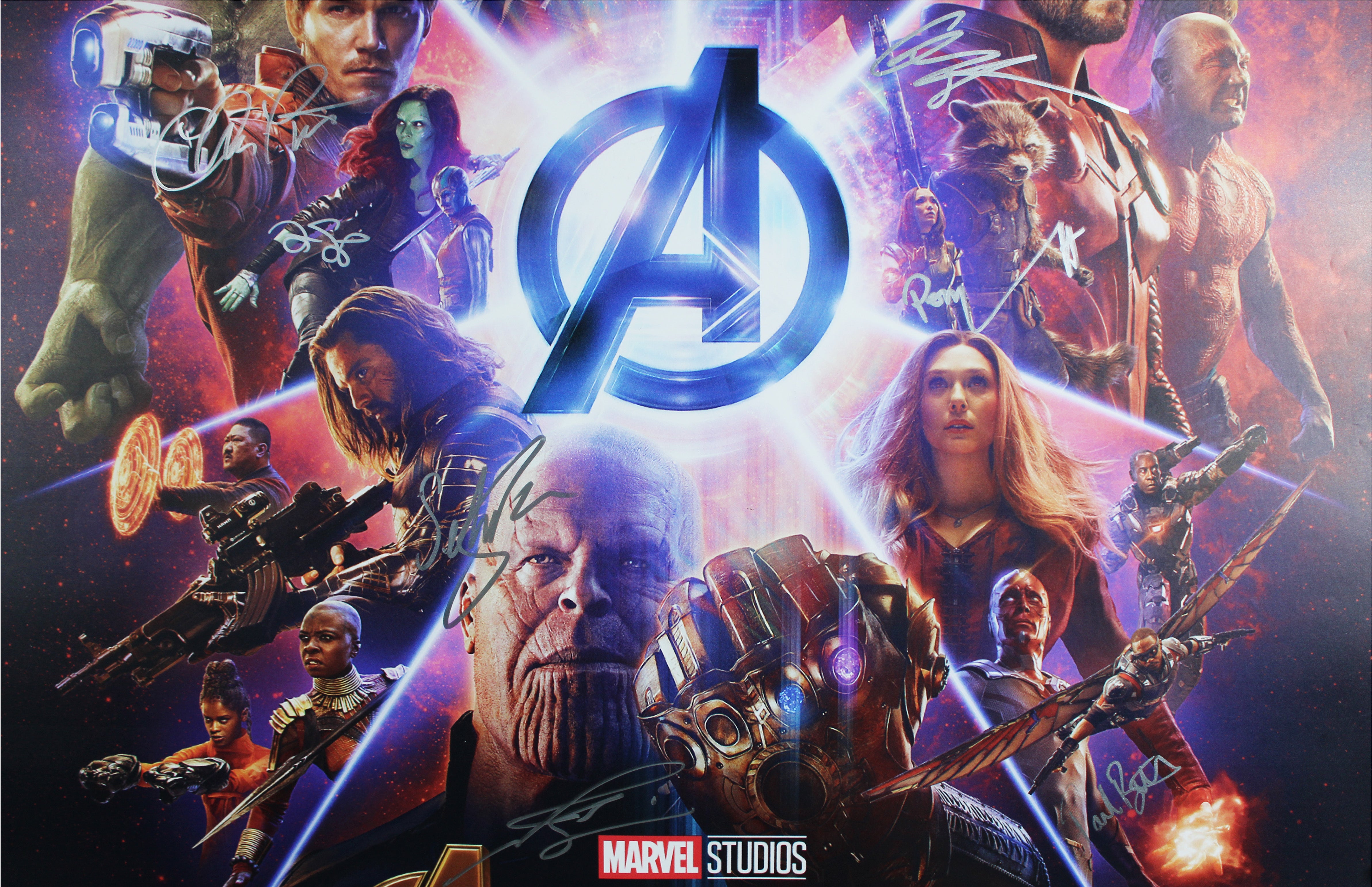 The Avengers (12) Downey Jr., Evans, Jackson, Pratt +8 Signed 27x40 Poster BAS 1