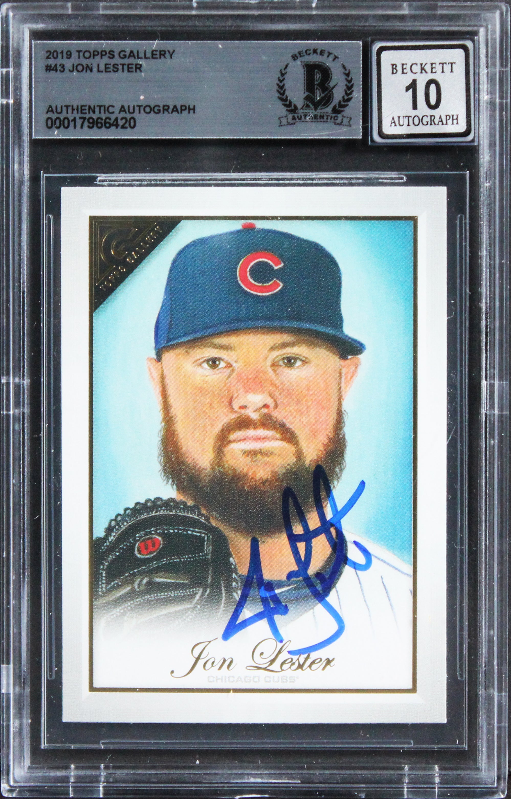 Cubs Jon Lester Signed 2022 Topps Gallery #43 Card Auto Graded 10! BAS Slabbed
