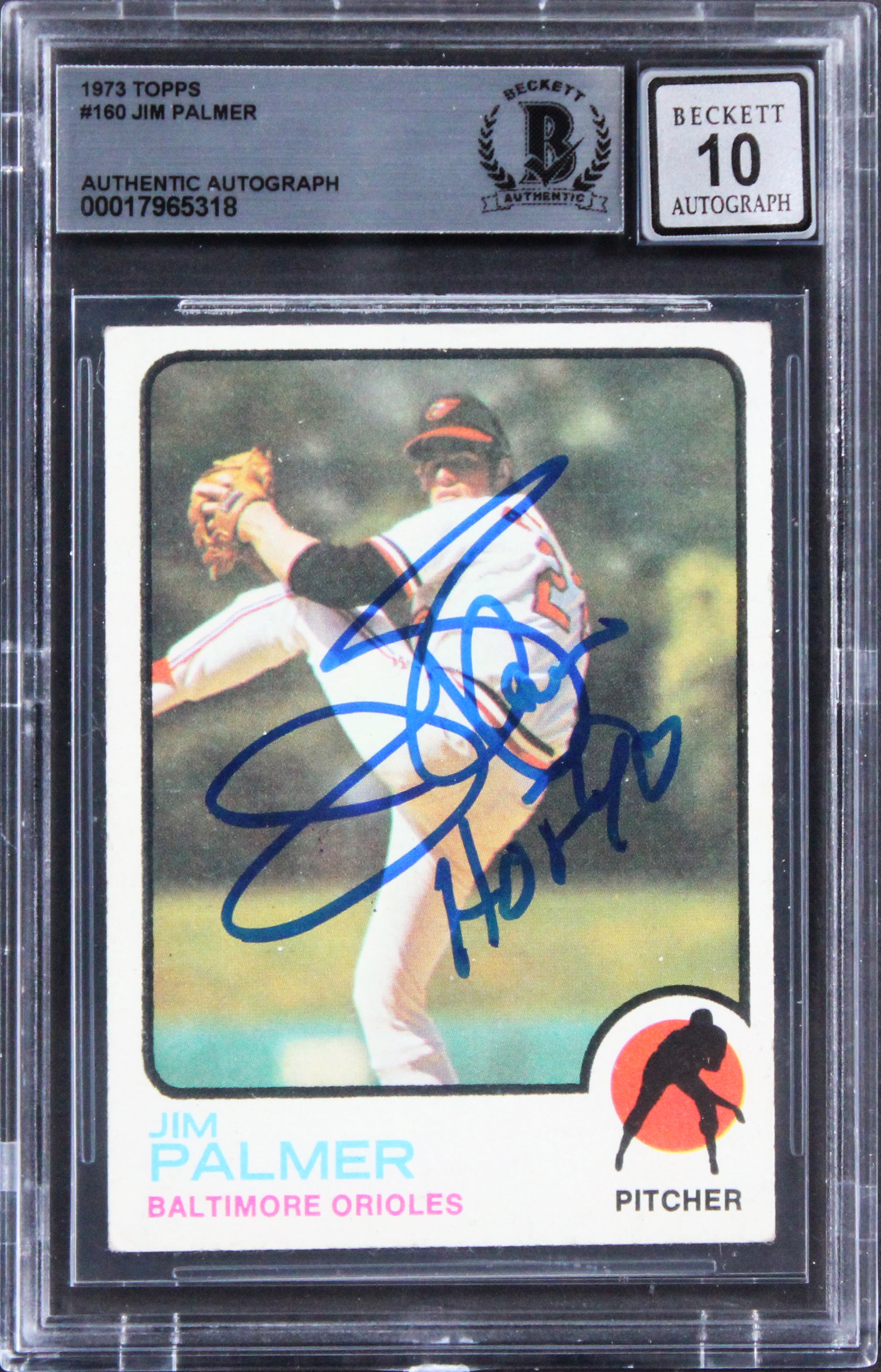Orioles Jim Palmer Signed 2022 Topps #160 Card Auto Graded 10! BAS Slabbed