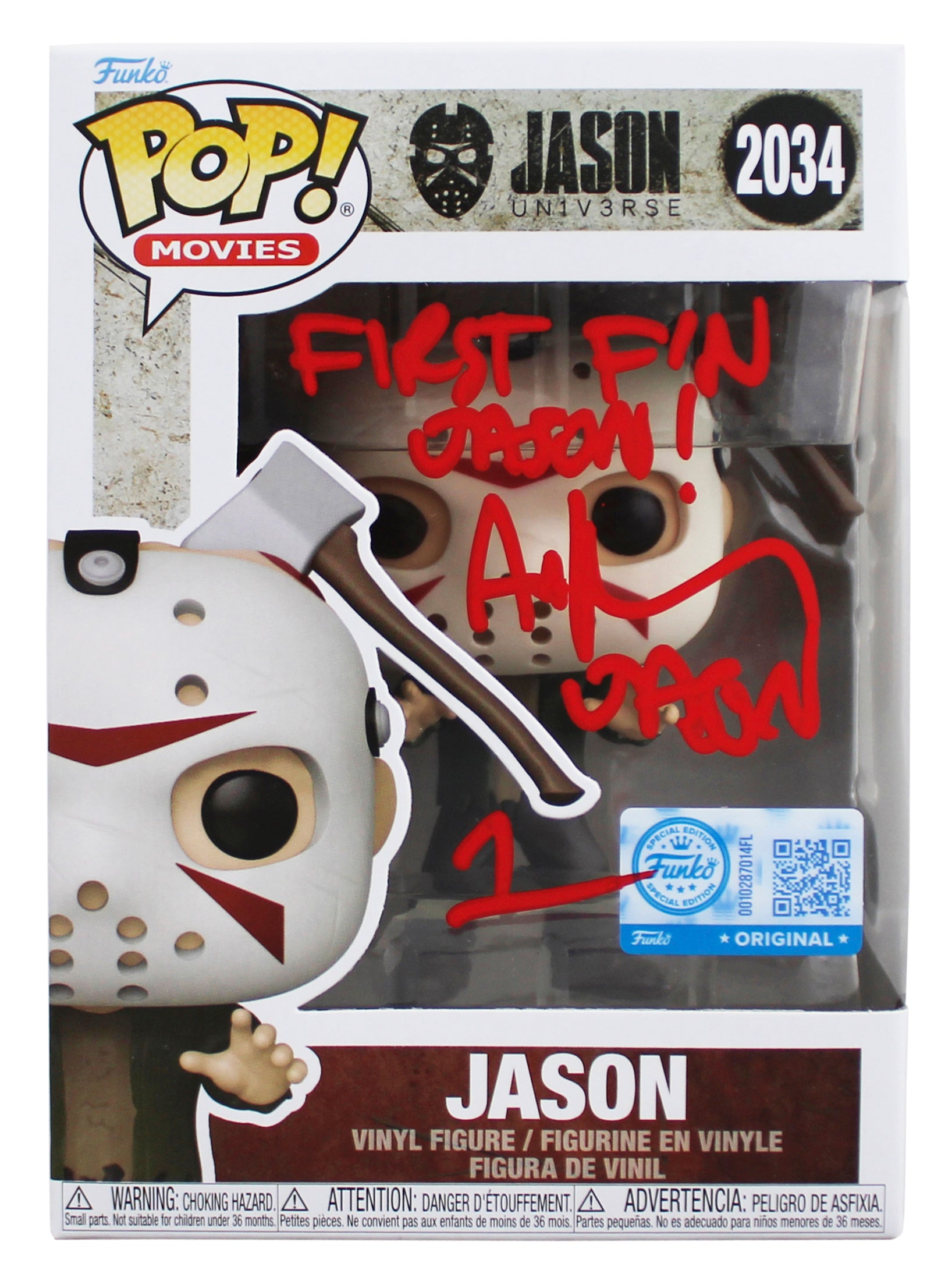 Ari Lehman "2x Insc" Signed Jason #2034 Funko Pop Figure w/ Red Sig BAS Witness