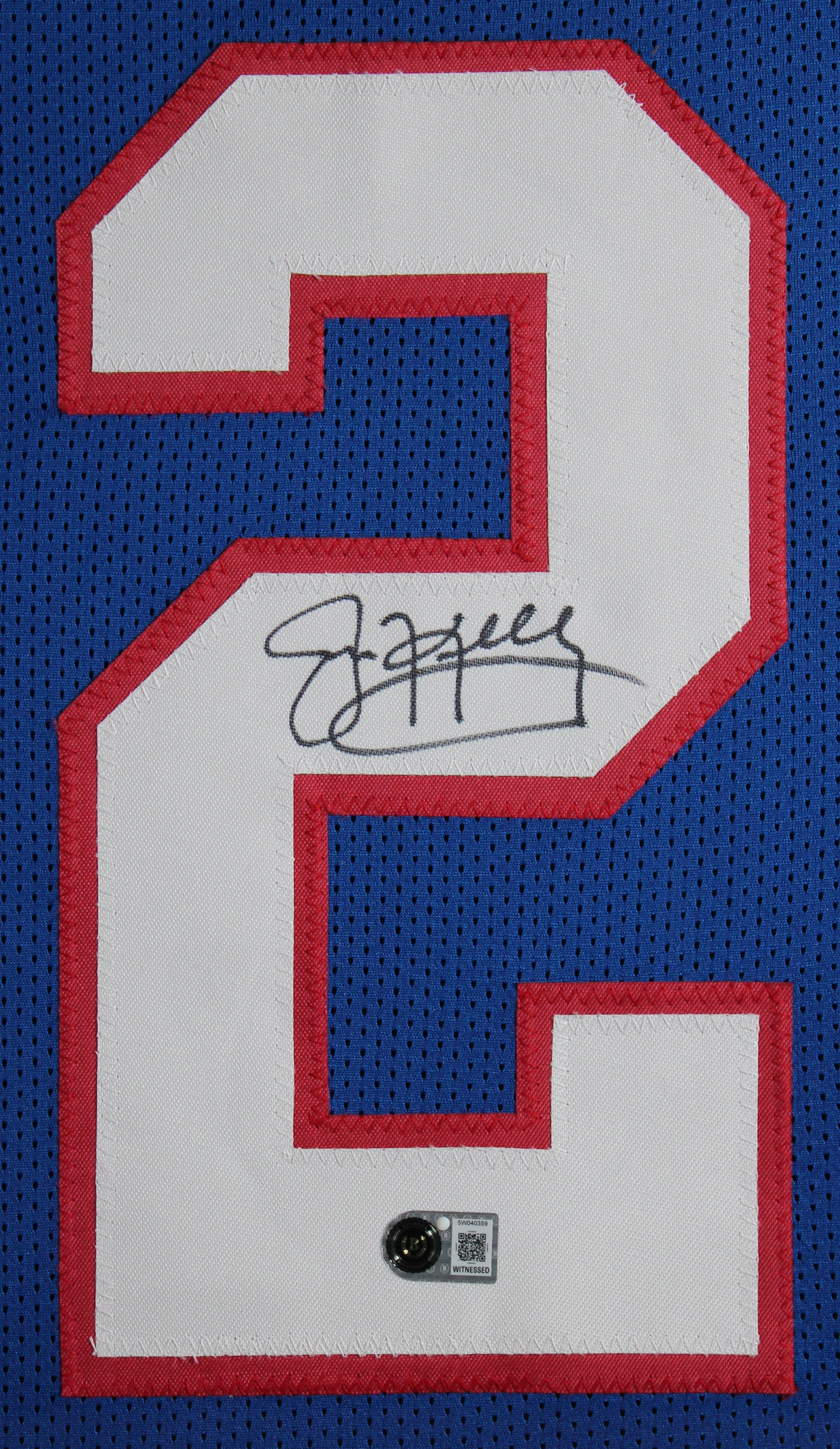 Jim Kelly Authentic Signed Blue Pro Style Framed Jersey BAS Witnessed