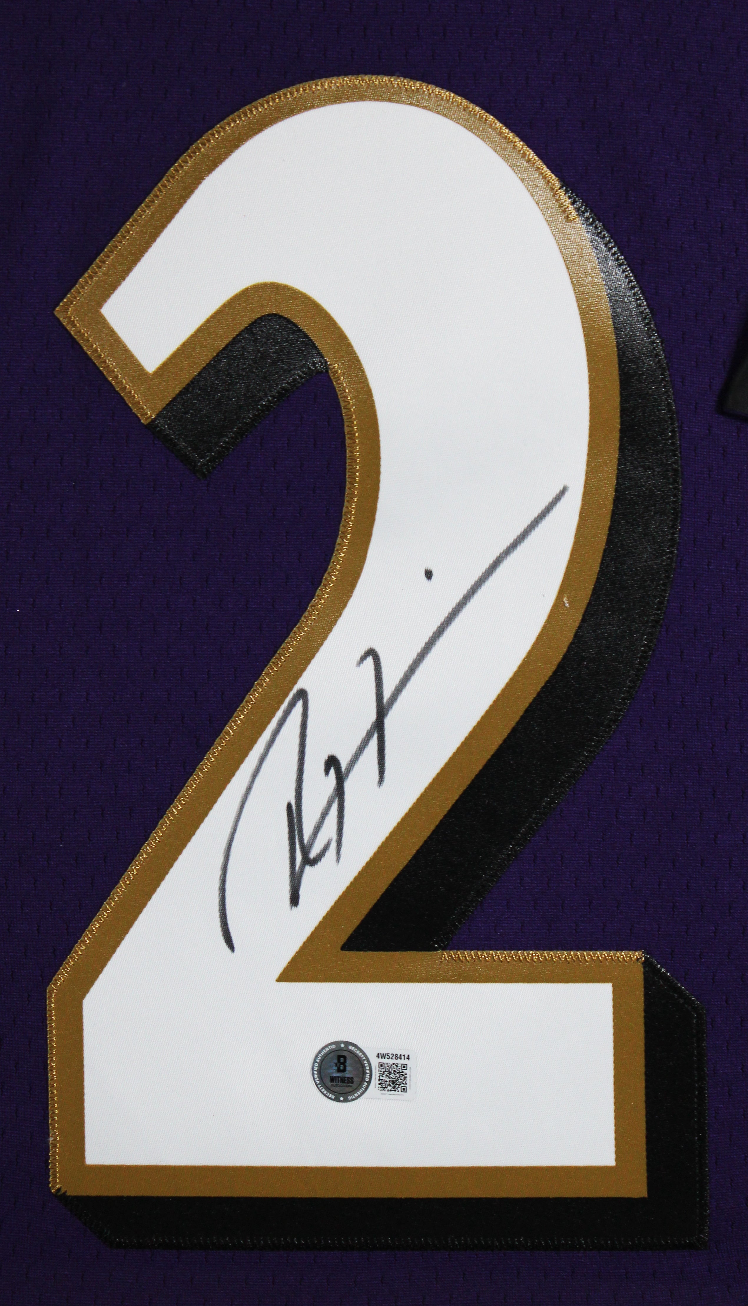 Ravens Ray Lewis Signed Purple Mitchell & Ness Framed Jersey BAS Witnessed