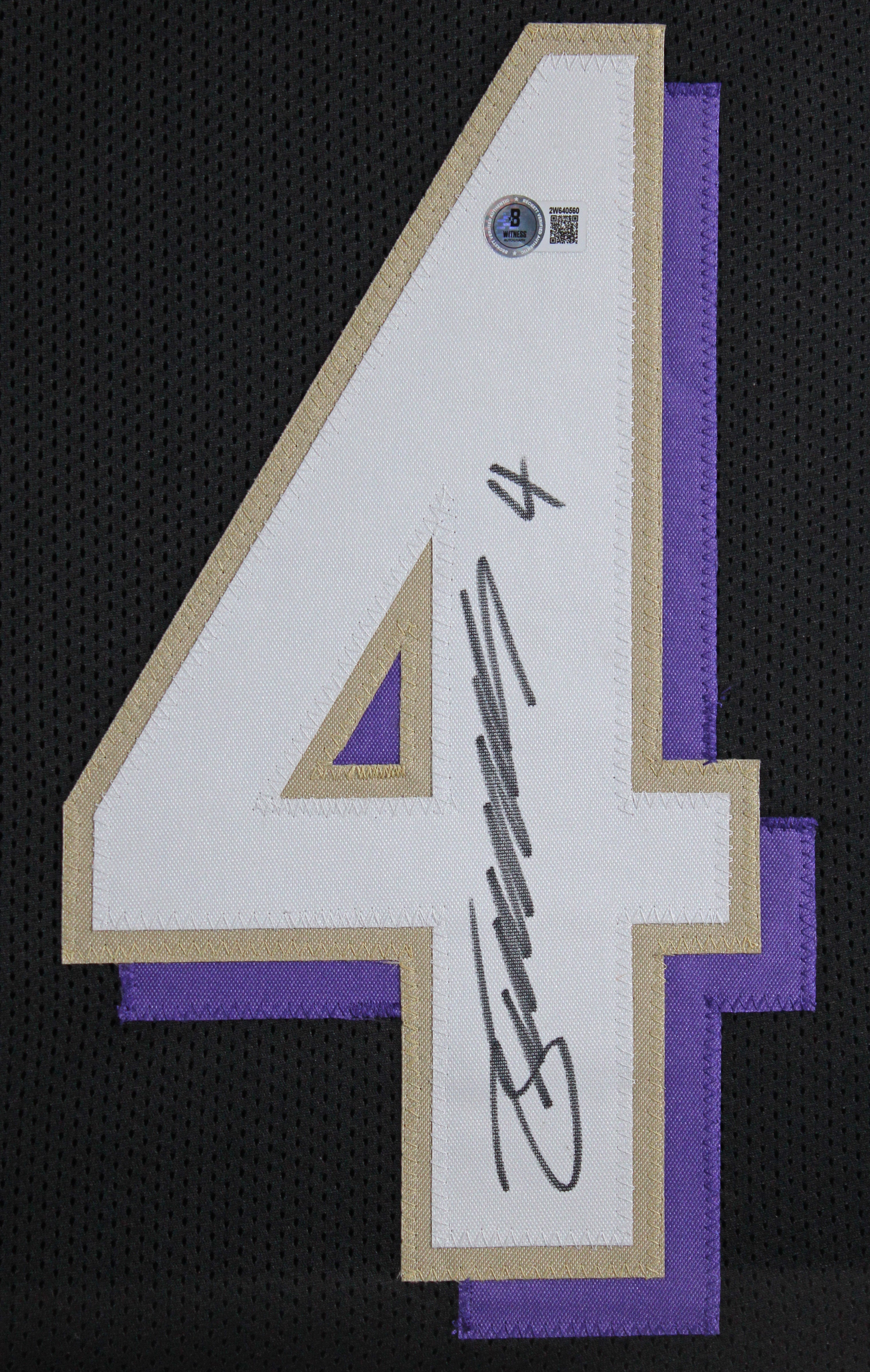 Zay Flowers Authentic Signed Purple Pro Style Framed Jersey BAS Witnessed