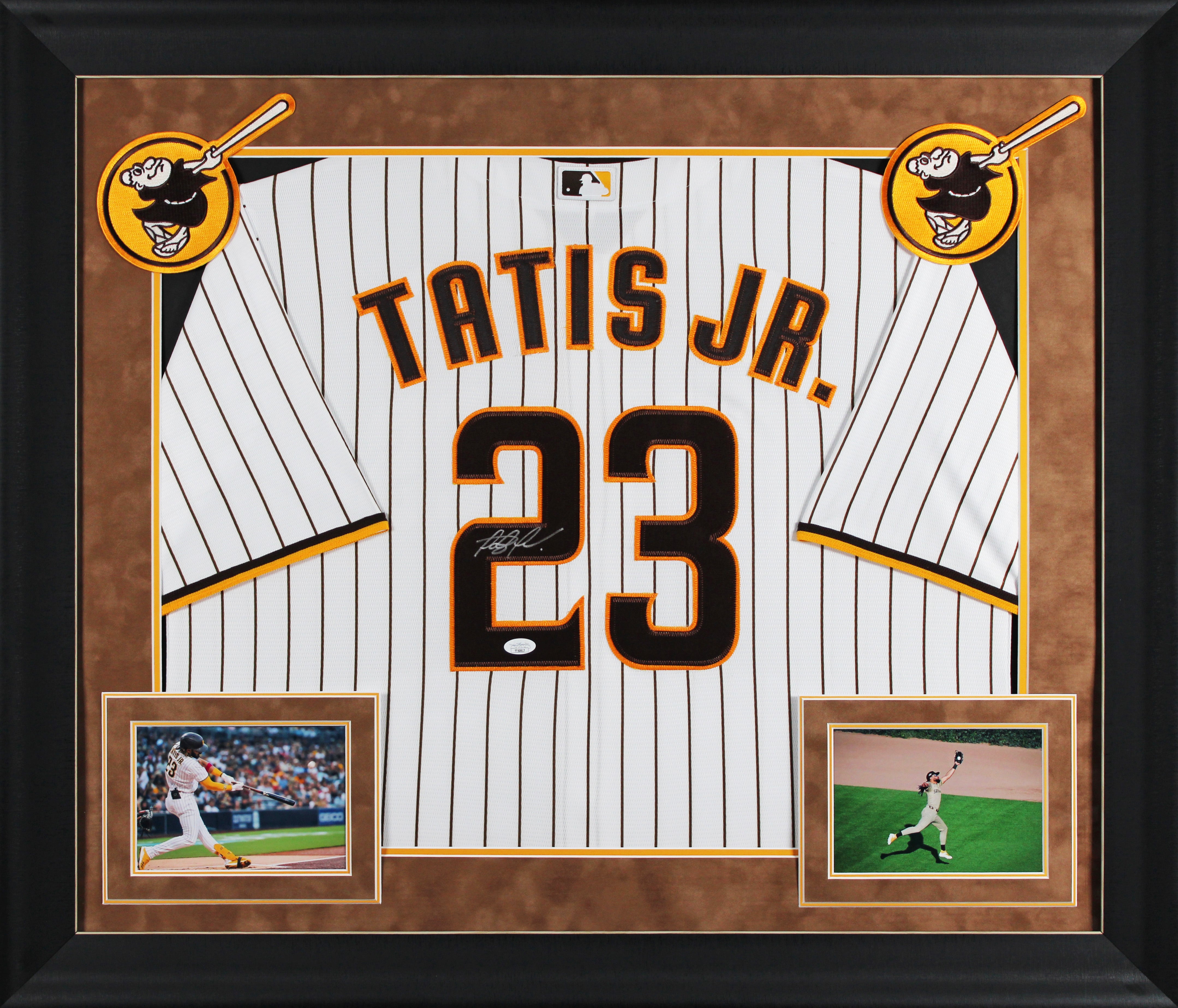 Padres Fernando Tatis Jr. Signed White Pinstriped Nike Framed Jersey JSA